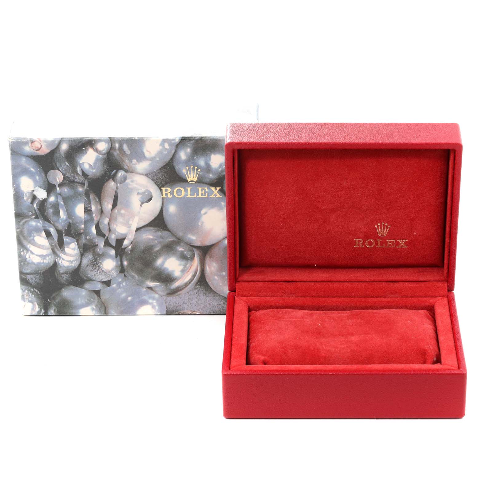 The image shows a Rolex President 69178 Women
s Yellow Gold Champagne Dial 69178 Women
s Yellow Gold Champagne Dial model
s open red watch box with the Rolex logo, and the outer decorative box in the background.