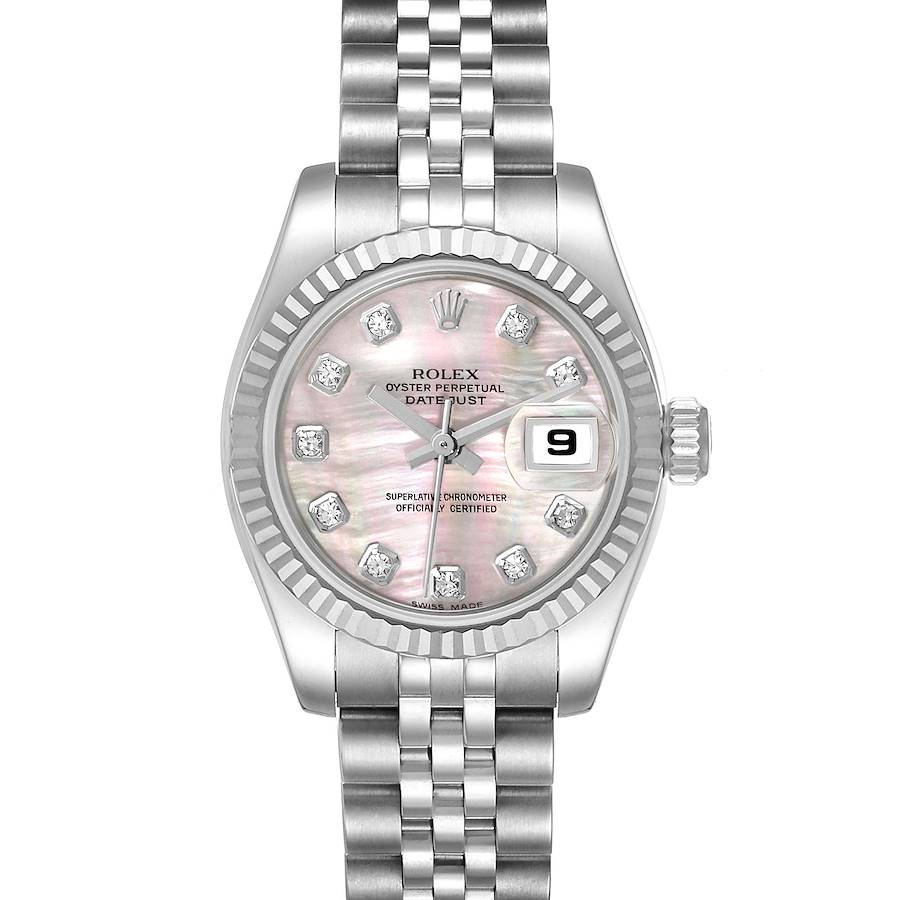 Rolex Datejust Steel White Gold MOP Diamond Dial Ladies Watch 179174 SwissWatchExpo