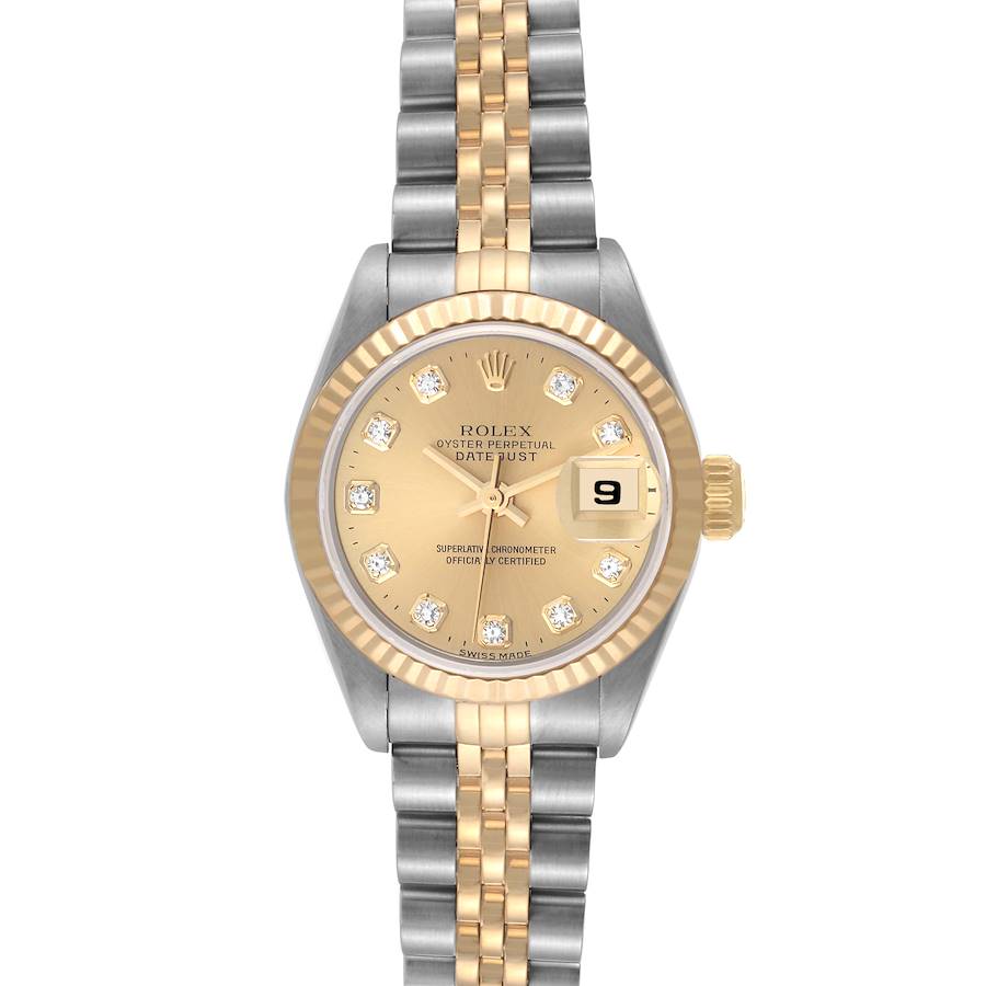 Rolex Datejust Steel Yellow Gold Diamond Dial Ladies Watch 69173 SwissWatchExpo