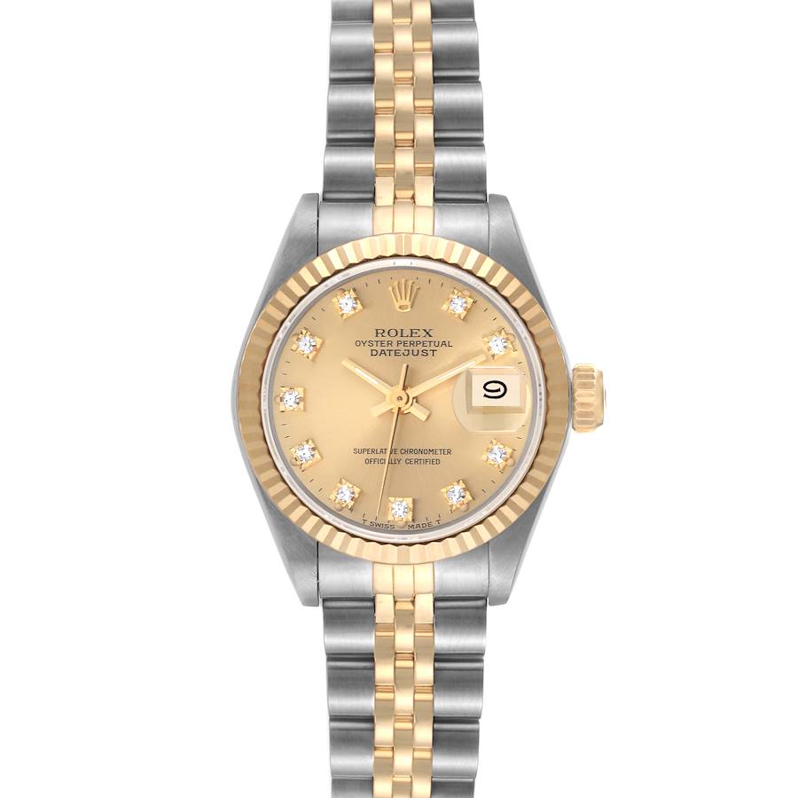 Rolex Datejust Steel Yellow Gold Diamond Dial Ladies Watch 69173 SwissWatchExpo