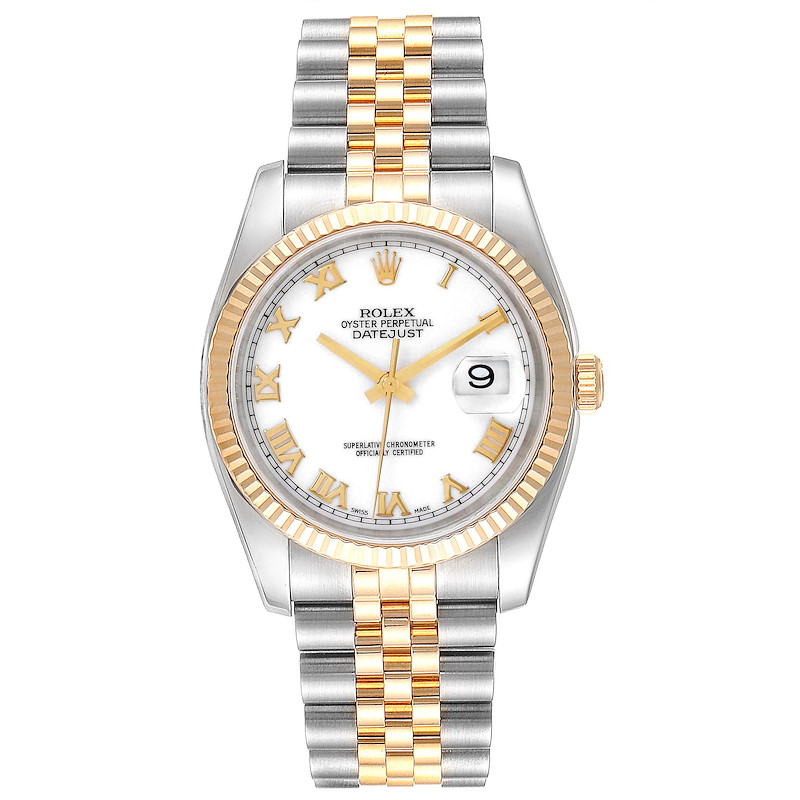 Rolex Datejust Steel Yellow Gold White Dial Mens Watch 116233 Box Card ...