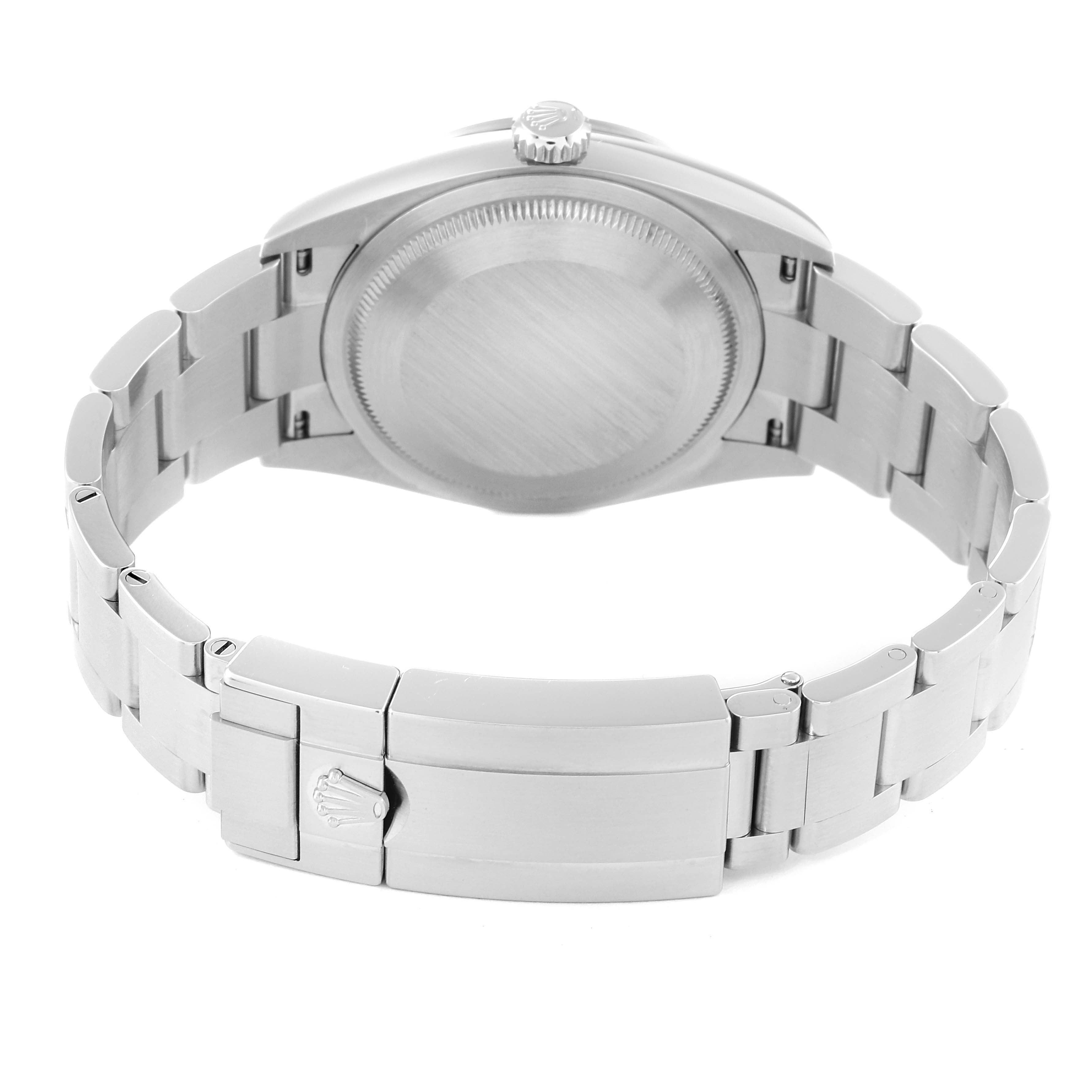 The image shows the back case and bracelet of a Rolex Explorer 124270 Men
s Stainless Steel Black Dial 124270 Men
s Stainless Steel Black Dial watch.