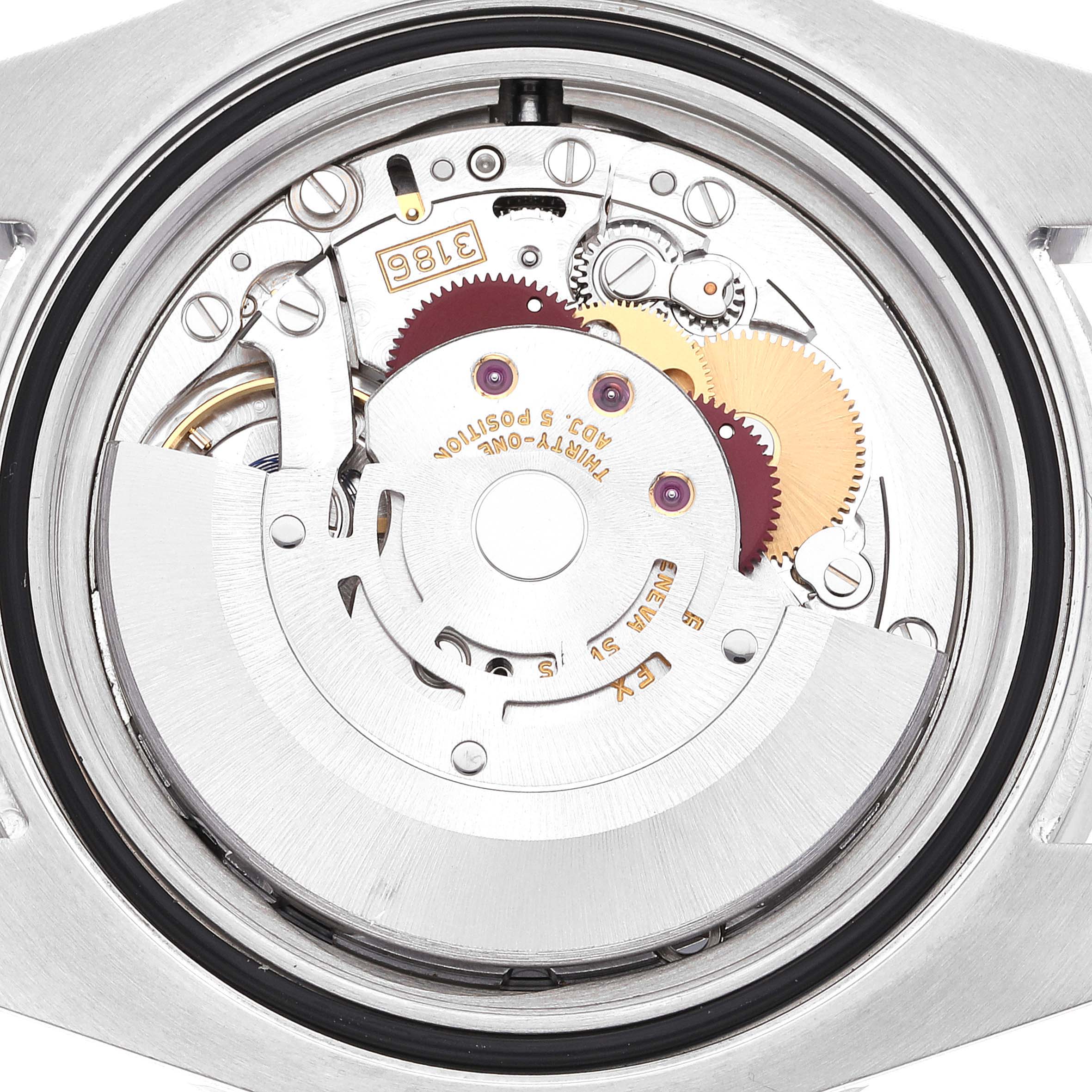 This image shows the internal mechanism of a Rolex GMT-Master 116710 Men
s Stainless Steel Black Dial 116710 Men
s Stainless Steel Black Dial watch from a back view.