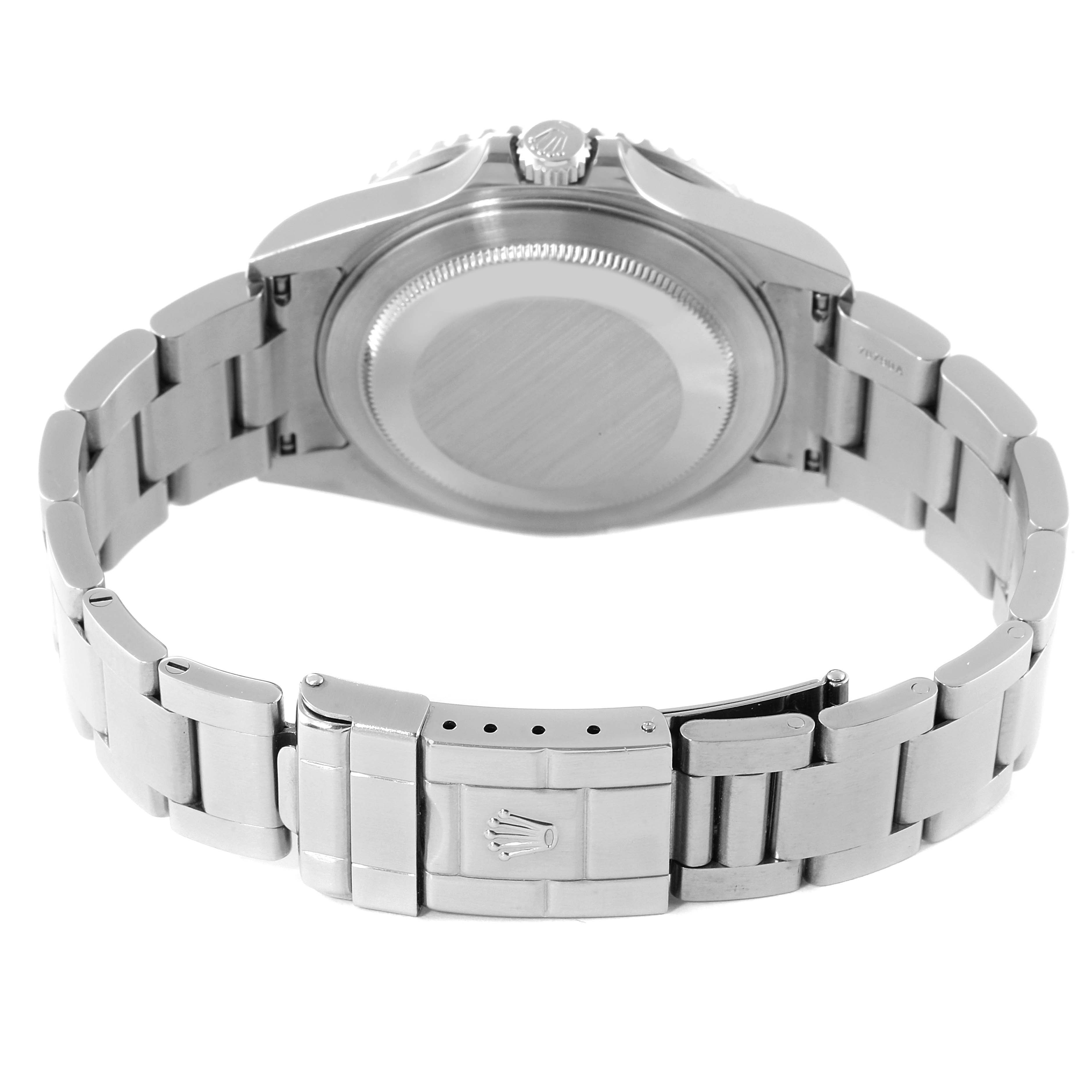 This image shows the backside and bracelet of a Rolex GMT-Master 16710 Men
s Stainless Steel Black Dial 16710 Men
s Stainless Steel Black Dial watch, highlighting the clasp and case back.