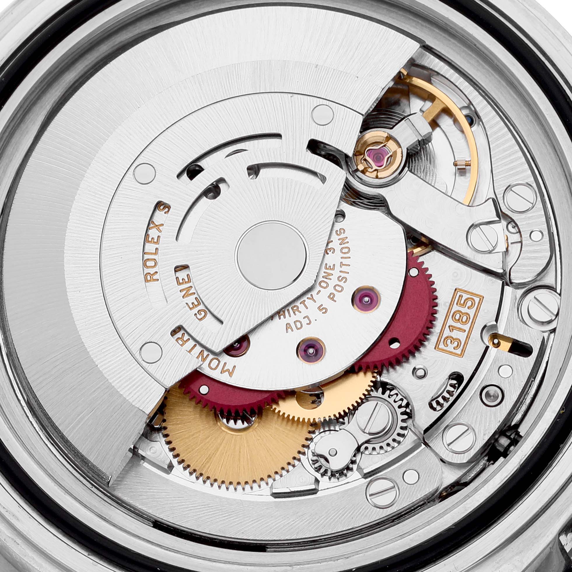 The image shows a close-up view of the internal movement components of a Rolex GMT-Master 16710 Men
s Stainless Steel Black Dial 16710 Men
s Stainless Steel Black Dial watch.