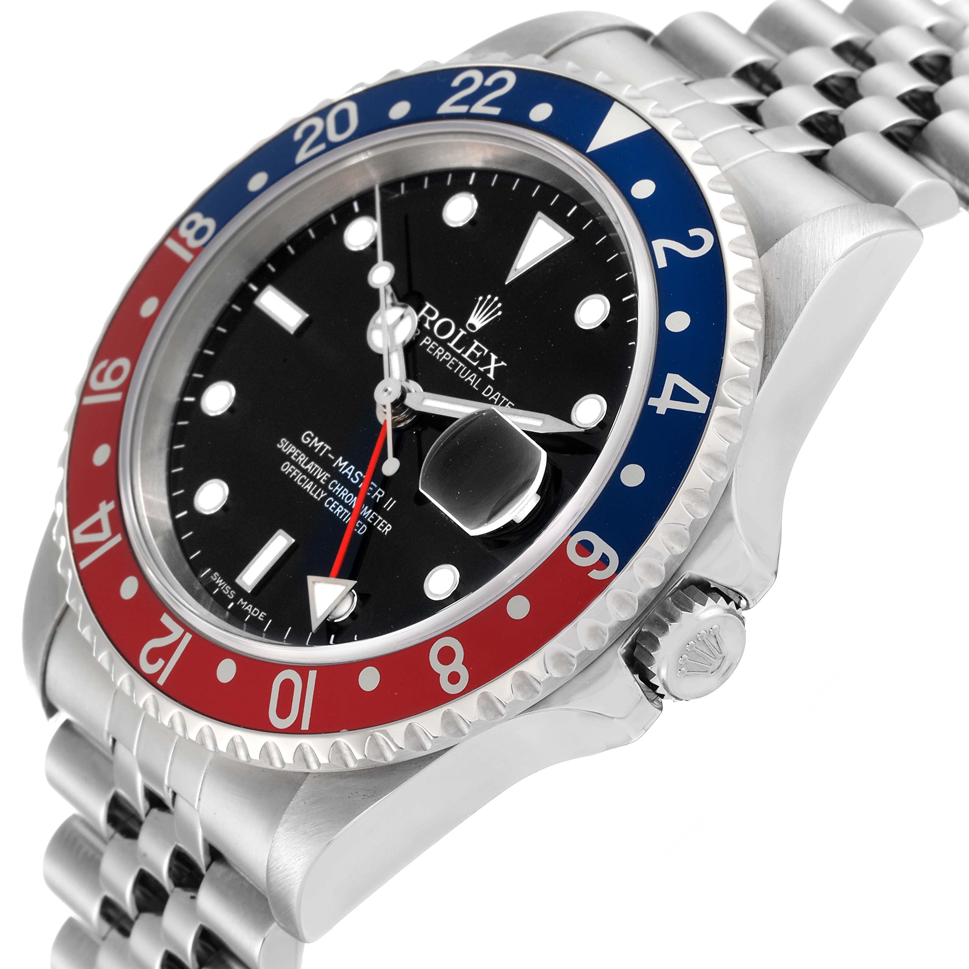 The image shows a close-up angled view of a Rolex Date 16710 Men's Stainless Steel Black Dial 16710 Men's Stainless Steel Black Dial model, highlighting its dial, bezel, crown, and Jubilee bracelet.