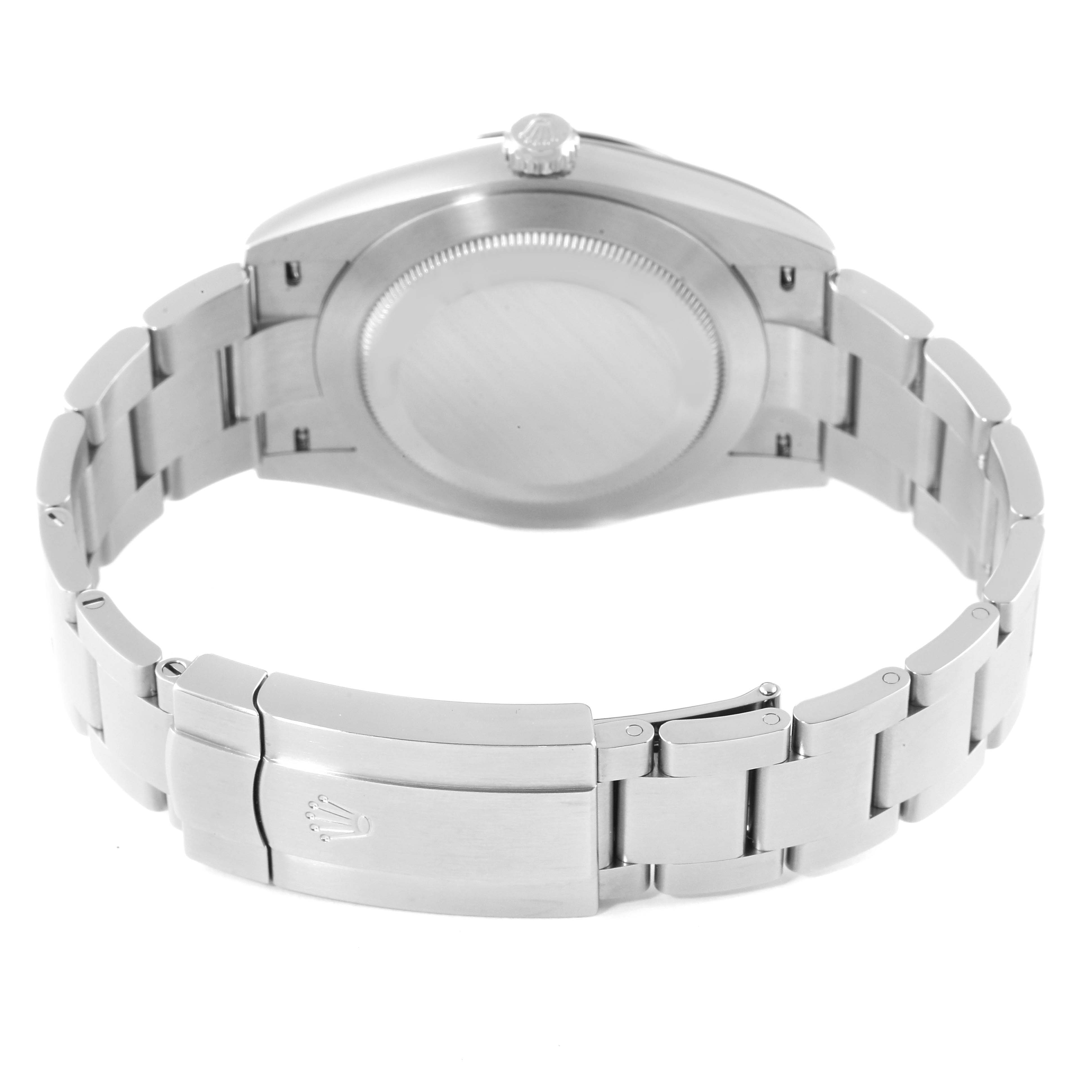 The image shows the back case and bracelet of a Rolex Oyster Perpetual 124300 Men's Stainless Steel Silver Dial 124300 Men's Stainless Steel Silver Dial watch from a rear angle.