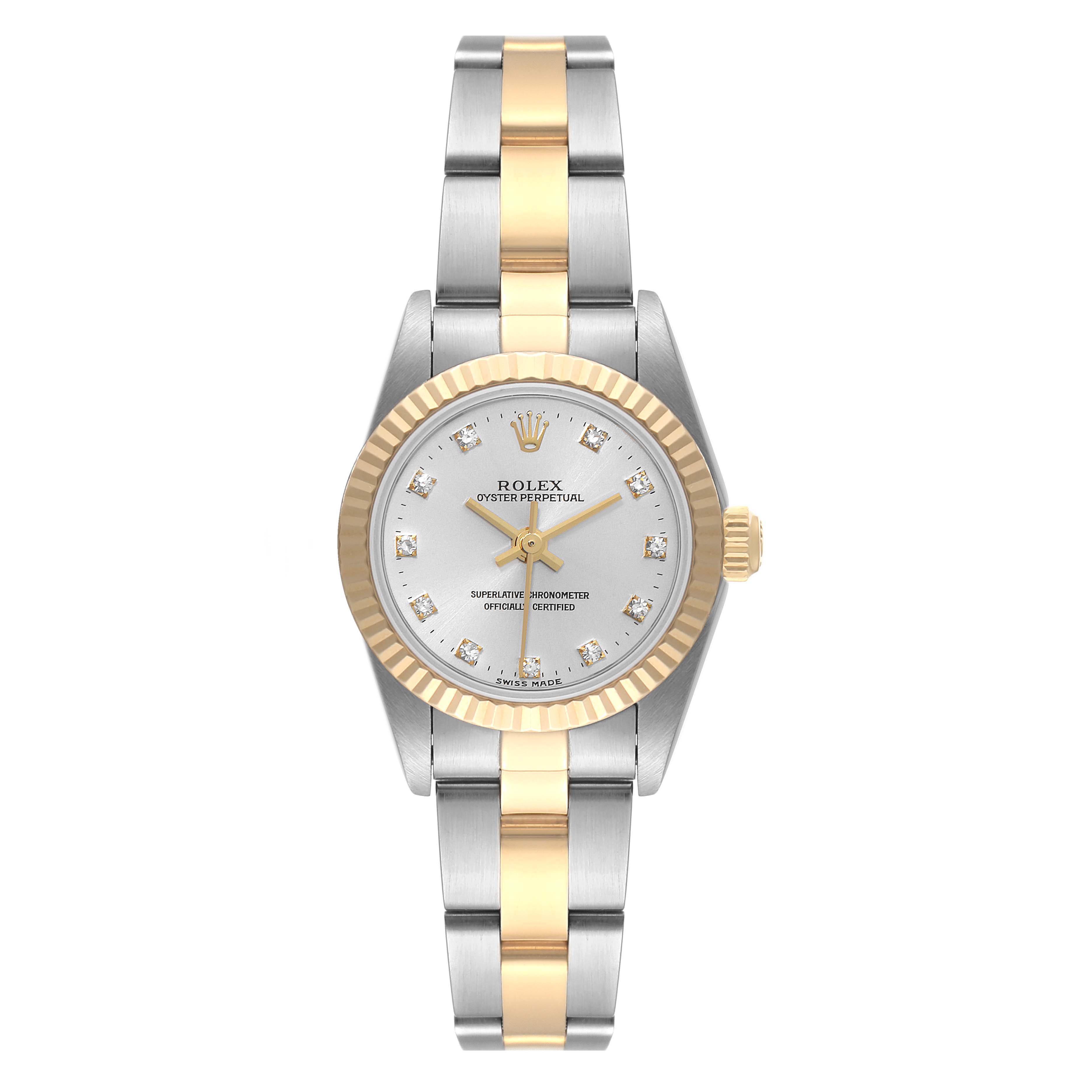 ROLEX OYSTER PERPETUAL LADY 76193 2コマ Rolex Lady Oyster Perpetual 76193 Black Diamond Dial