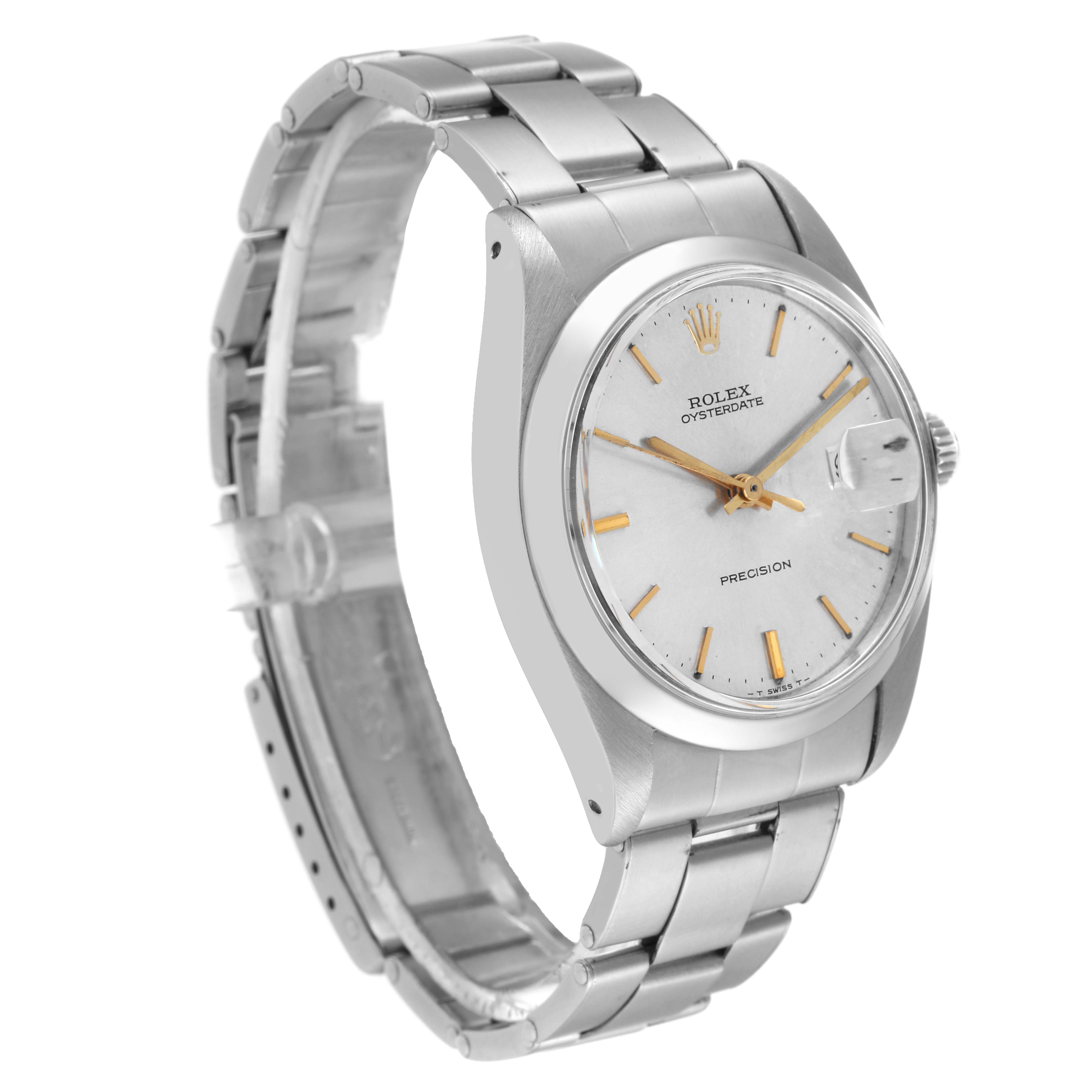 The image shows a Rolex Vintage Collection 6694 Men's Stainless Steel Silver Dial 6694 Men's Stainless Steel Silver Dial watch with a silver bracelet and a white dial, angled slightly to the left.
