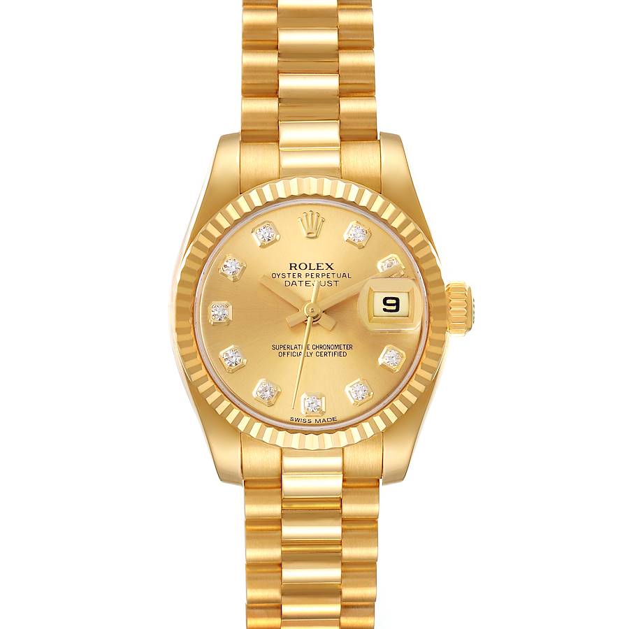 Rolex President Datejust Yellow Gold Diamond Ladies Watch 179178 Box Card SwissWatchExpo