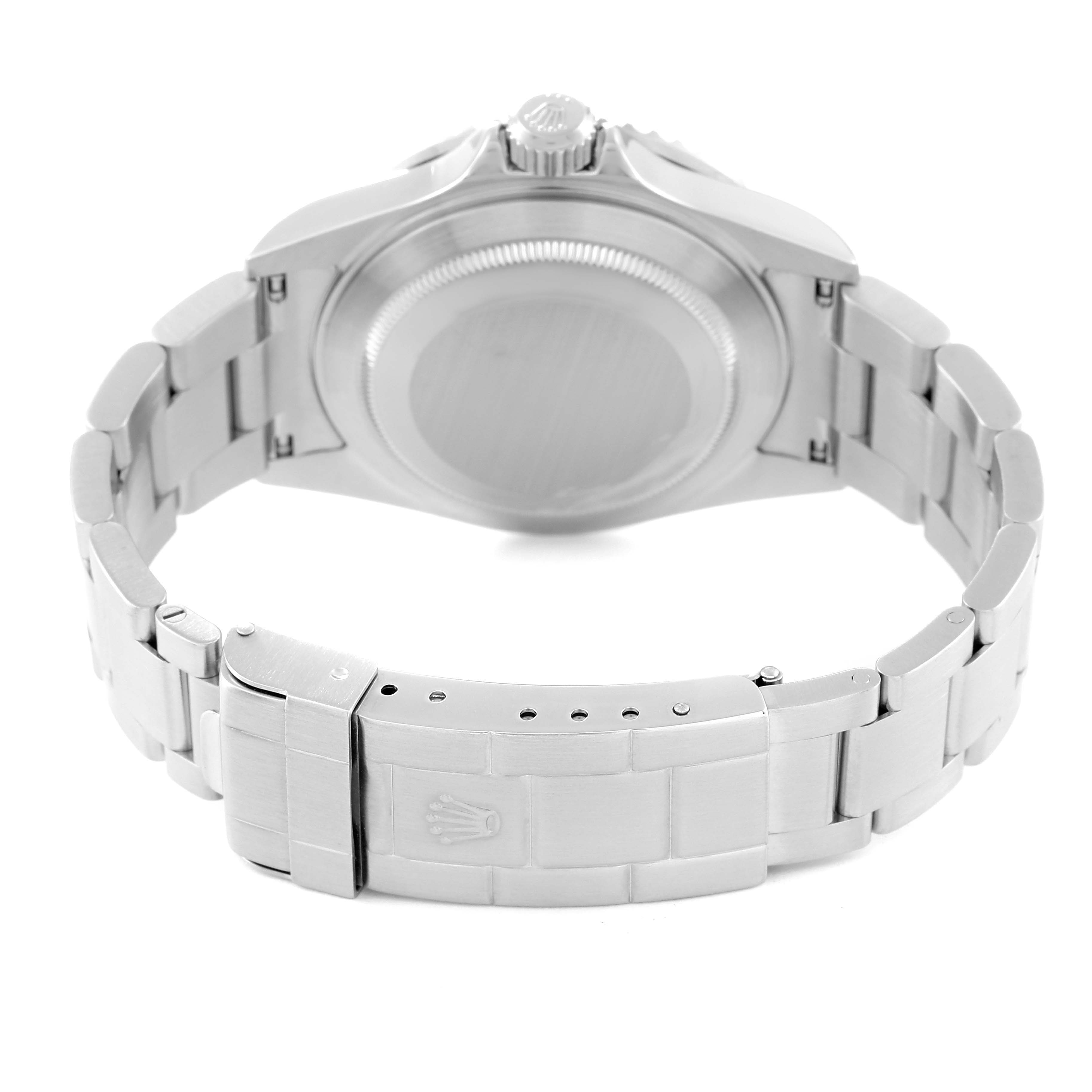 This image shows the back case and bracelet clasp of a Rolex Submariner 16610 Men's Stainless Steel Black Dial 16610 Men's Stainless Steel Black Dial watch.