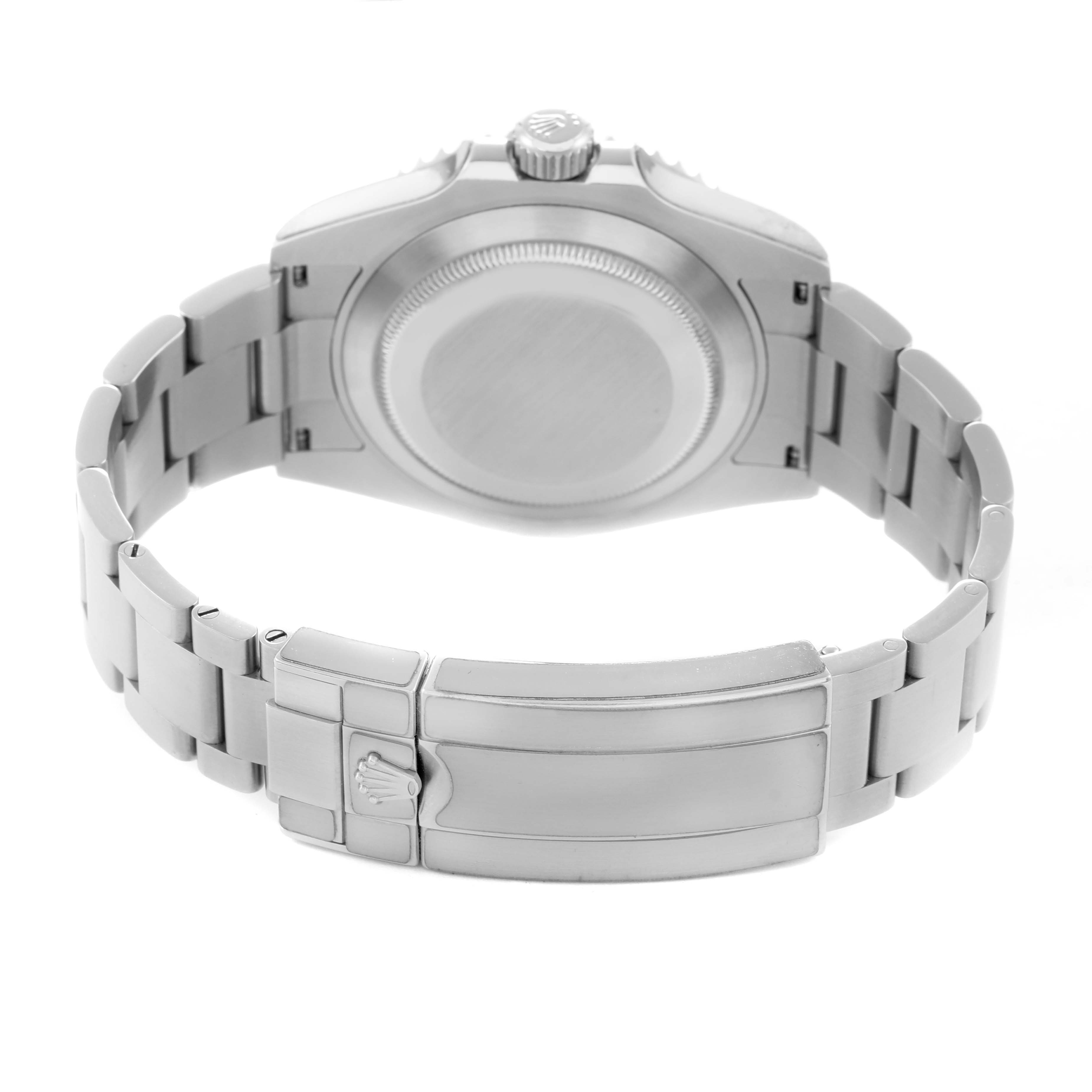 The image shows the back view of a Rolex Submariner 124060 Men
s Stainless Steel Black Dial 124060 Men
s Stainless Steel Black Dial, focusing on the case back, bracelet, and clasp.