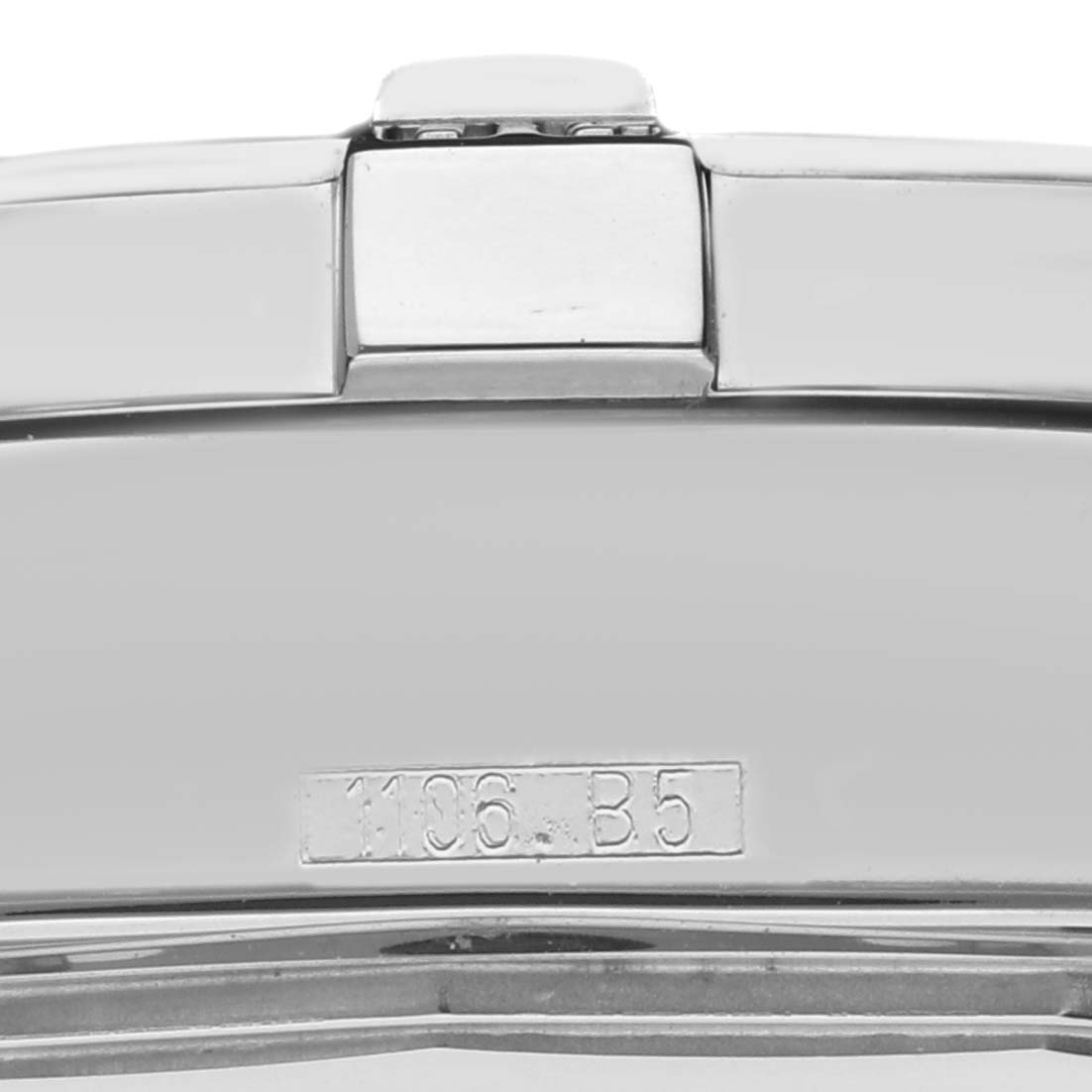 The image shows a close-up of the clasp and part of the bracelet of a Breitling Colt A17380 Men
s Stainless Steel White Dial A17380 Men
s Stainless Steel White Dial watch, with part numbers visible.
