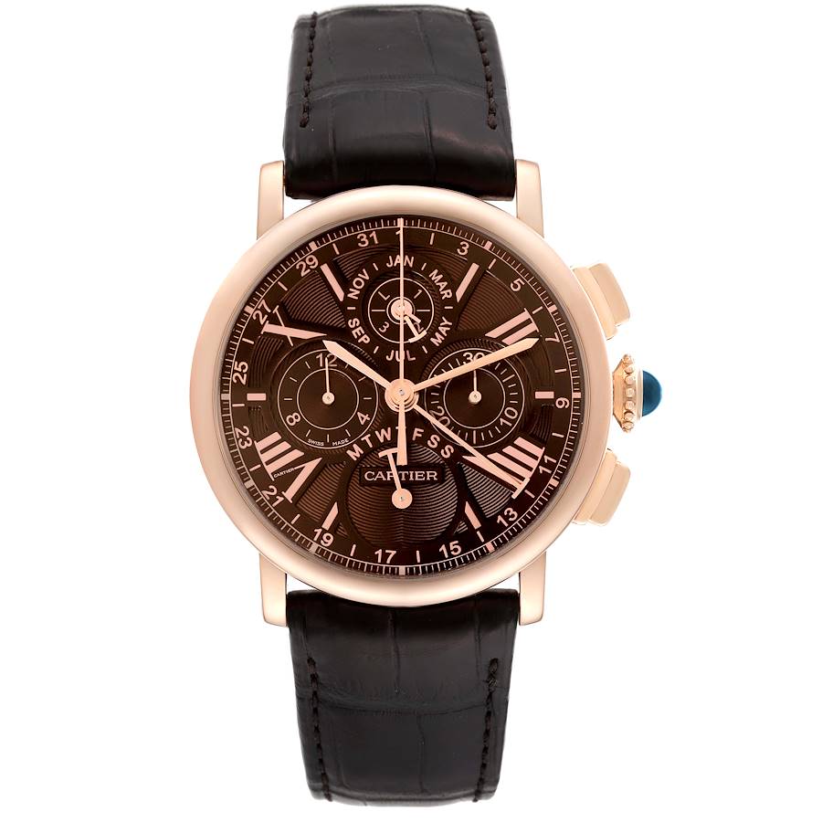 Cartier Rotonde Perpetual Calendar Chronograph Rose Gold Mens 