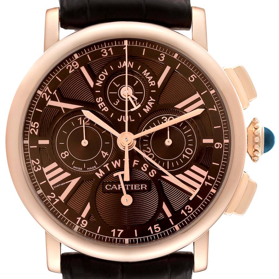 Cartier Rotonde Perpetual Calendar Chronograph Rose Gold Mens Watch W1556225 SwissWatchExpo