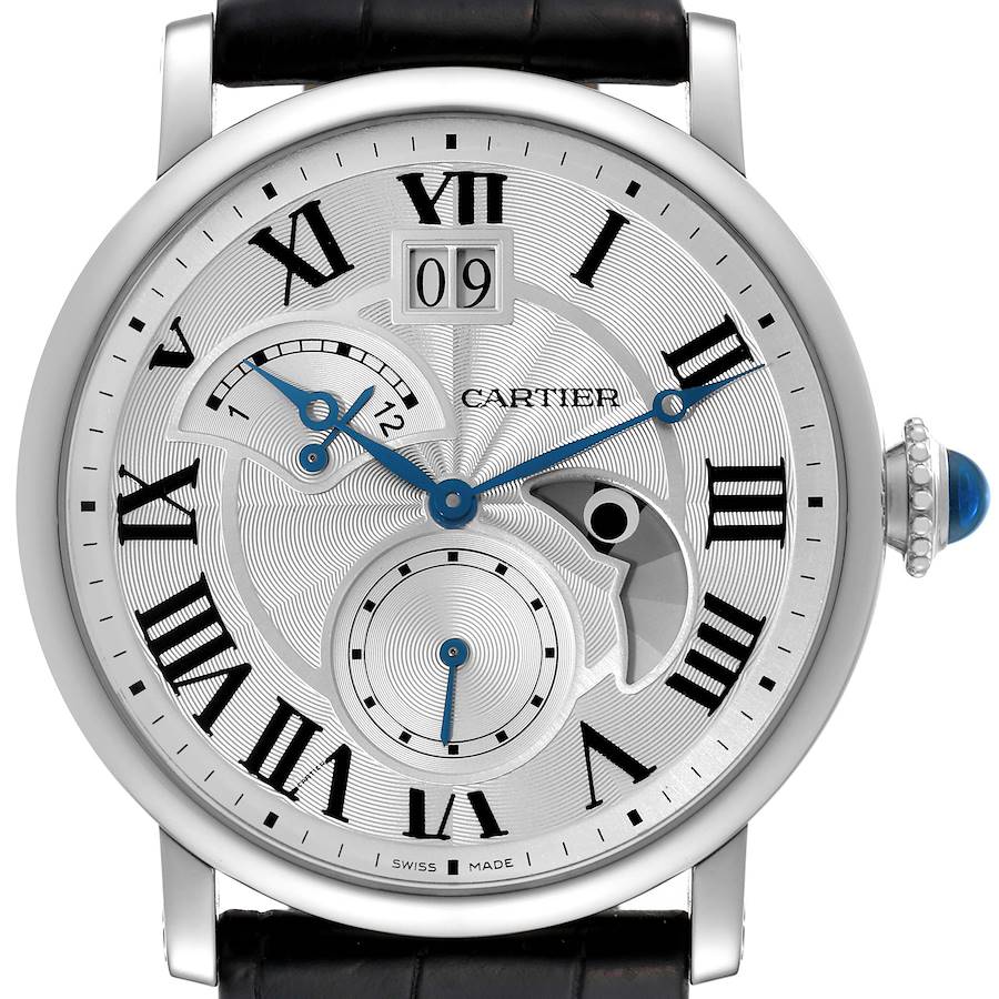 Cartier Rotonde Retrograde GMT Steel Silver Dial Mens Watch W1556368 SwissWatchExpo