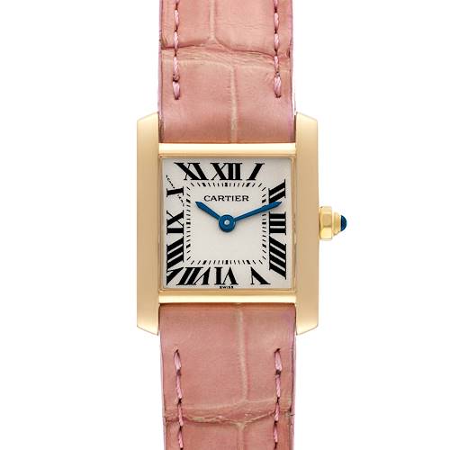 Photo of Cartier Tank Francaise Yellow Gold Pink Strap Ladies Watch W5000256