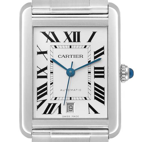 Photo of Cartier Tank Solo XL Silver Dial Automatic Steel Mens Watch W5200028 Card