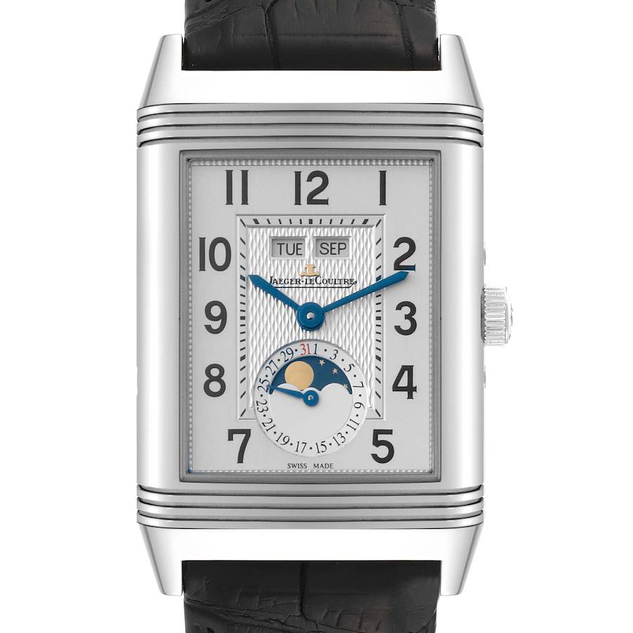 Jaeger LeCoultre Grande Reverso Steel Mens Watch 273.8.84 Q3758420 Box Papers SwissWatchExpo