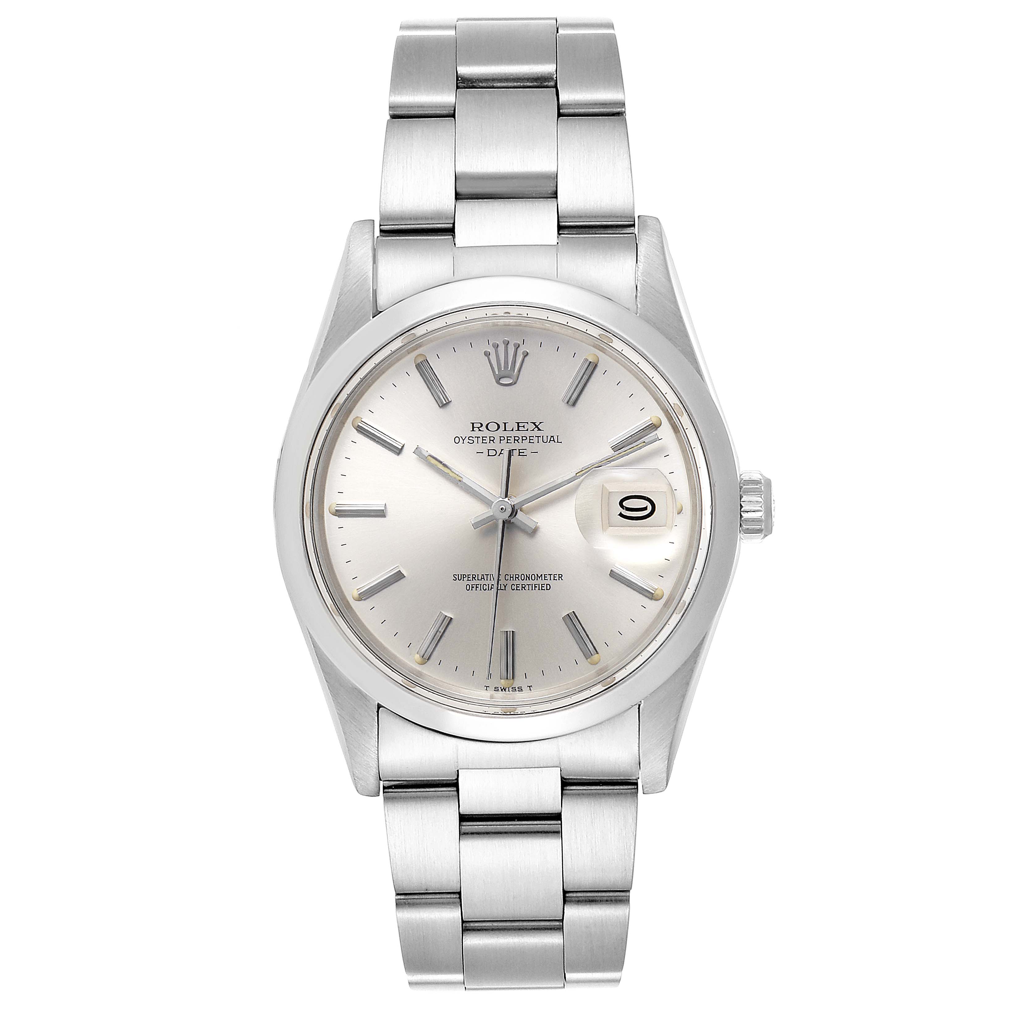 Rolex Date Stainless Steel Silver Dial Vintage Mens Watch 15000 ...