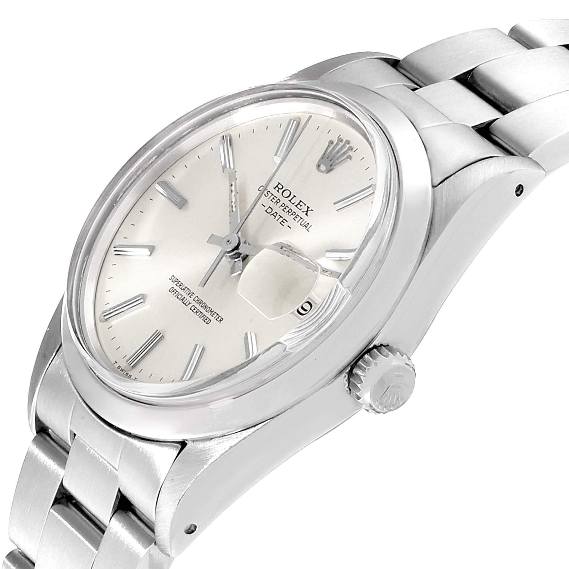 The Rolex Vintage Collection 15000 Men's Stainless Steel Silver Dial 15000 Men's Stainless Steel Silver Dial watch is shown at a slight angle, highlighting the dial, bezel, crown, and part of the bracelet.