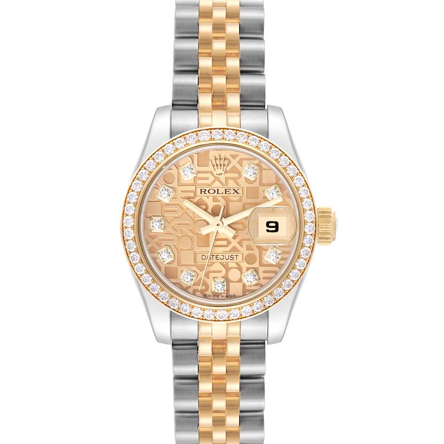Rolex Datejust 26 Steel Yellow Gold Diamond Dial Bezel Ladies Watch 179383 Card SwissWatchExpo