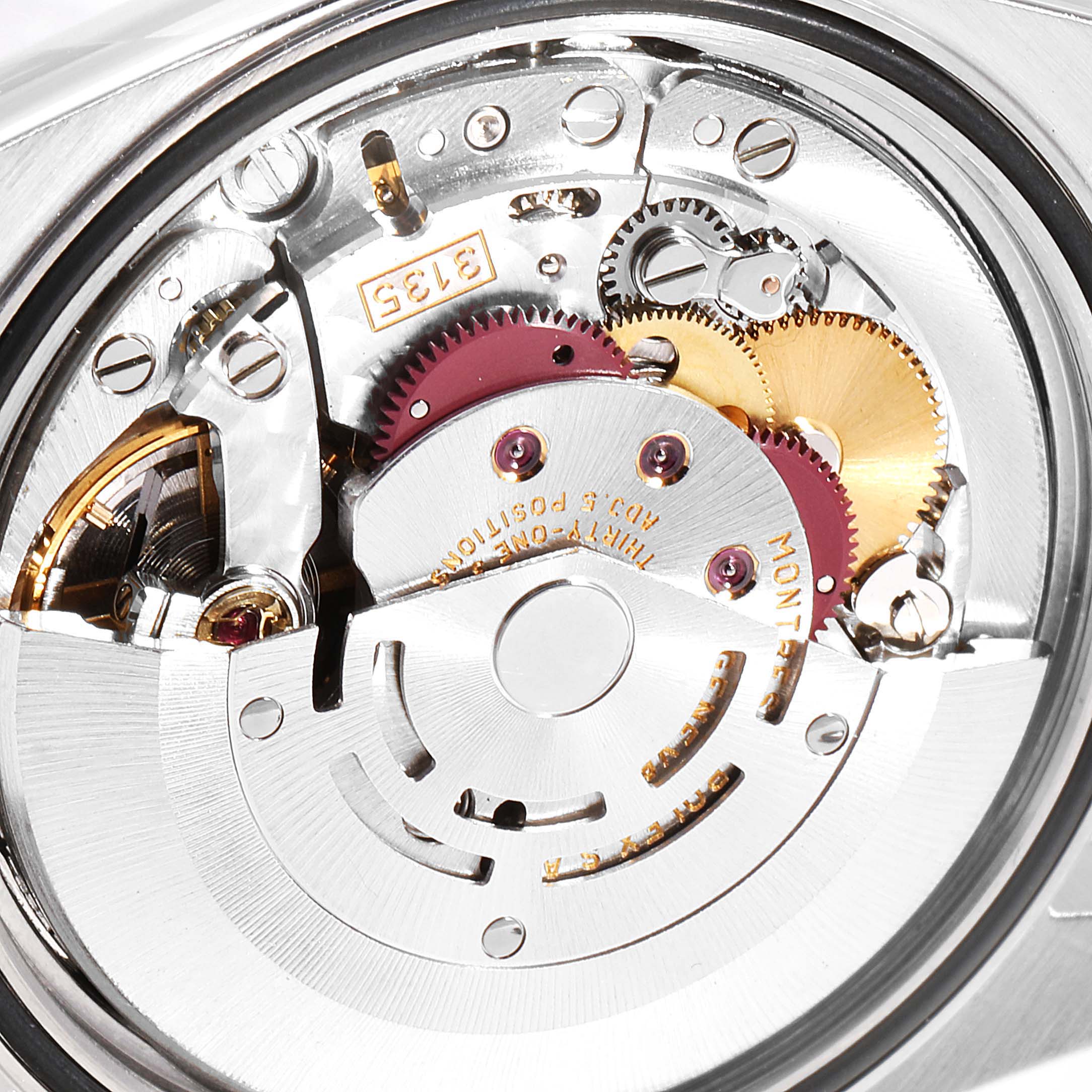 This image shows the internal movement mechanism of a Rolex Datejust 16234 Women's Stainless Steel Blue Dial 16234 Women's Stainless Steel Blue Dial watch, including gears and components from the back.