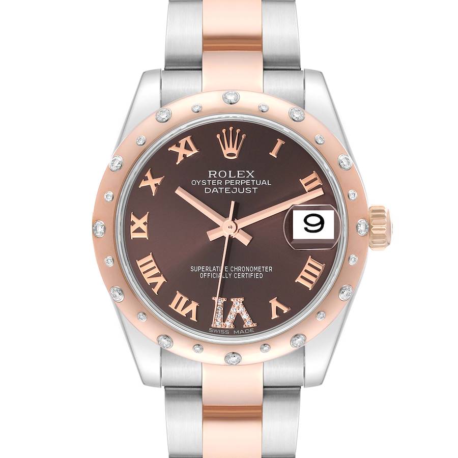 Rolex Datejust Midsize Steel Rose Gold Diamond Ladies Watch 178341 Box Card SwissWatchExpo