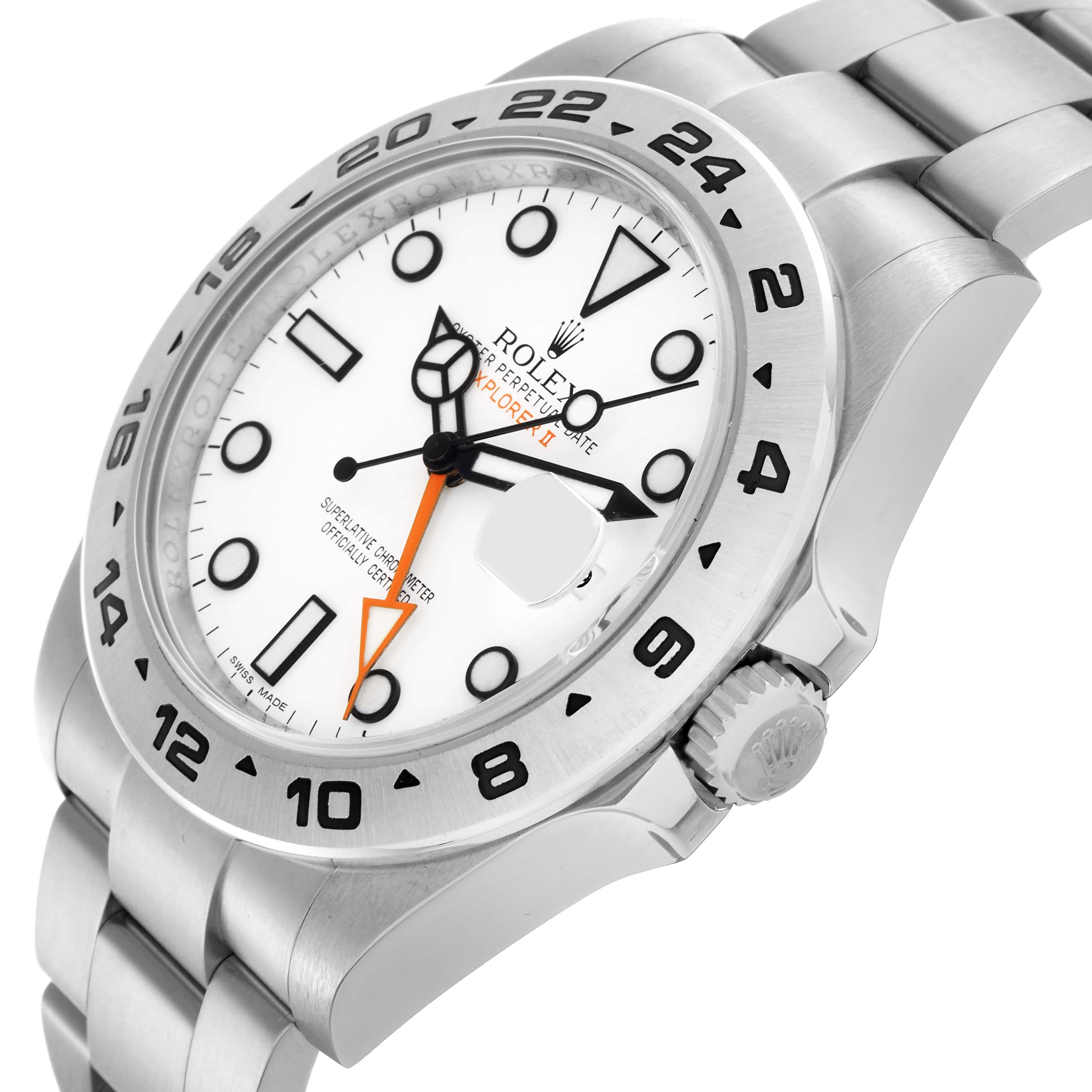 The Rolex Explorer 216570 Men
s Stainless Steel White Dial 216570 Men
s Stainless Steel White Dial watch is shown at an angled front view, displaying the dial, bezel, crown, and part of the bracelet.