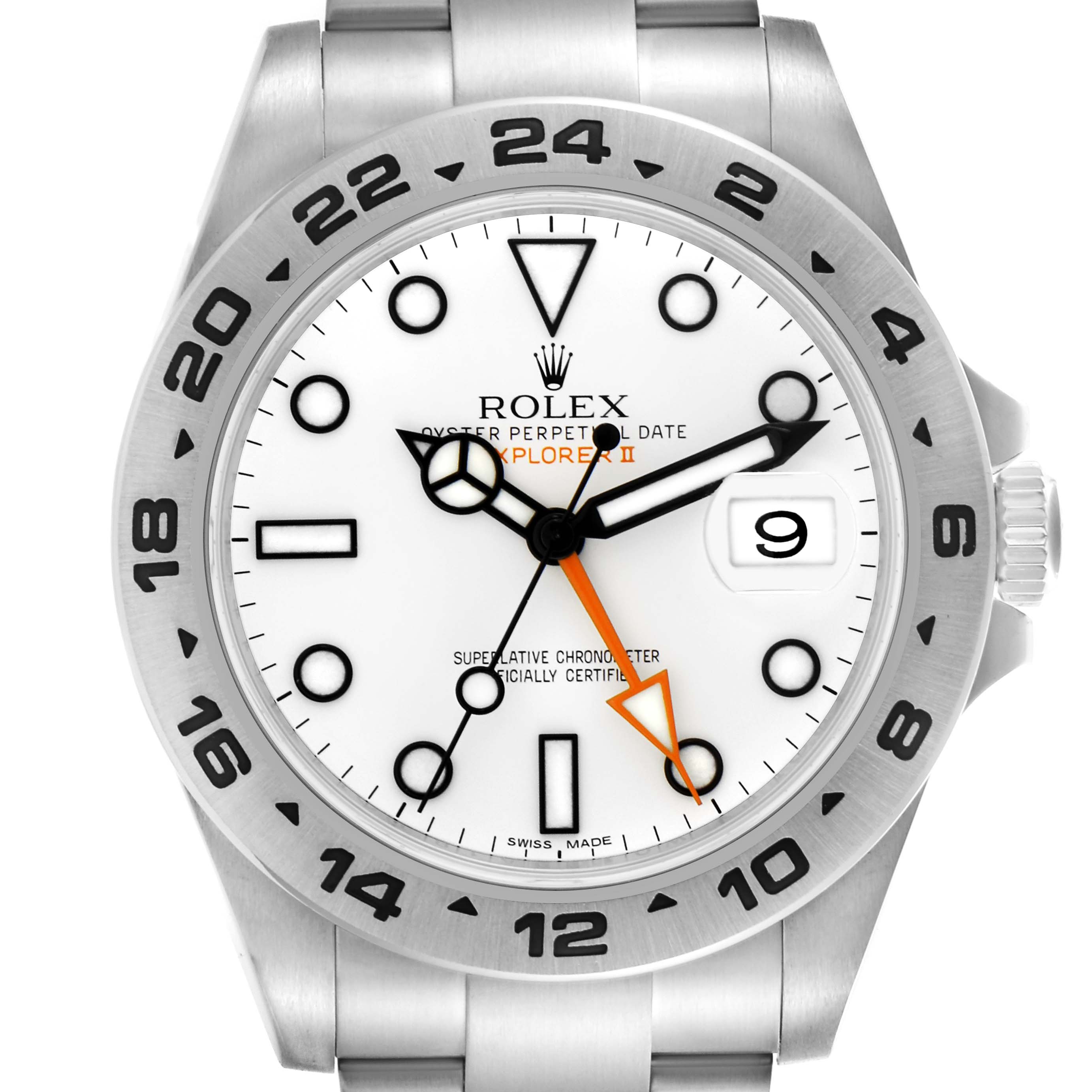 The Rolex Explorer 216570 Men
s Stainless Steel White Dial 216570 Men
s Stainless Steel White Dial model is shown from the front angle, highlighting the dial, hands, bezel, and part of the bracelet.