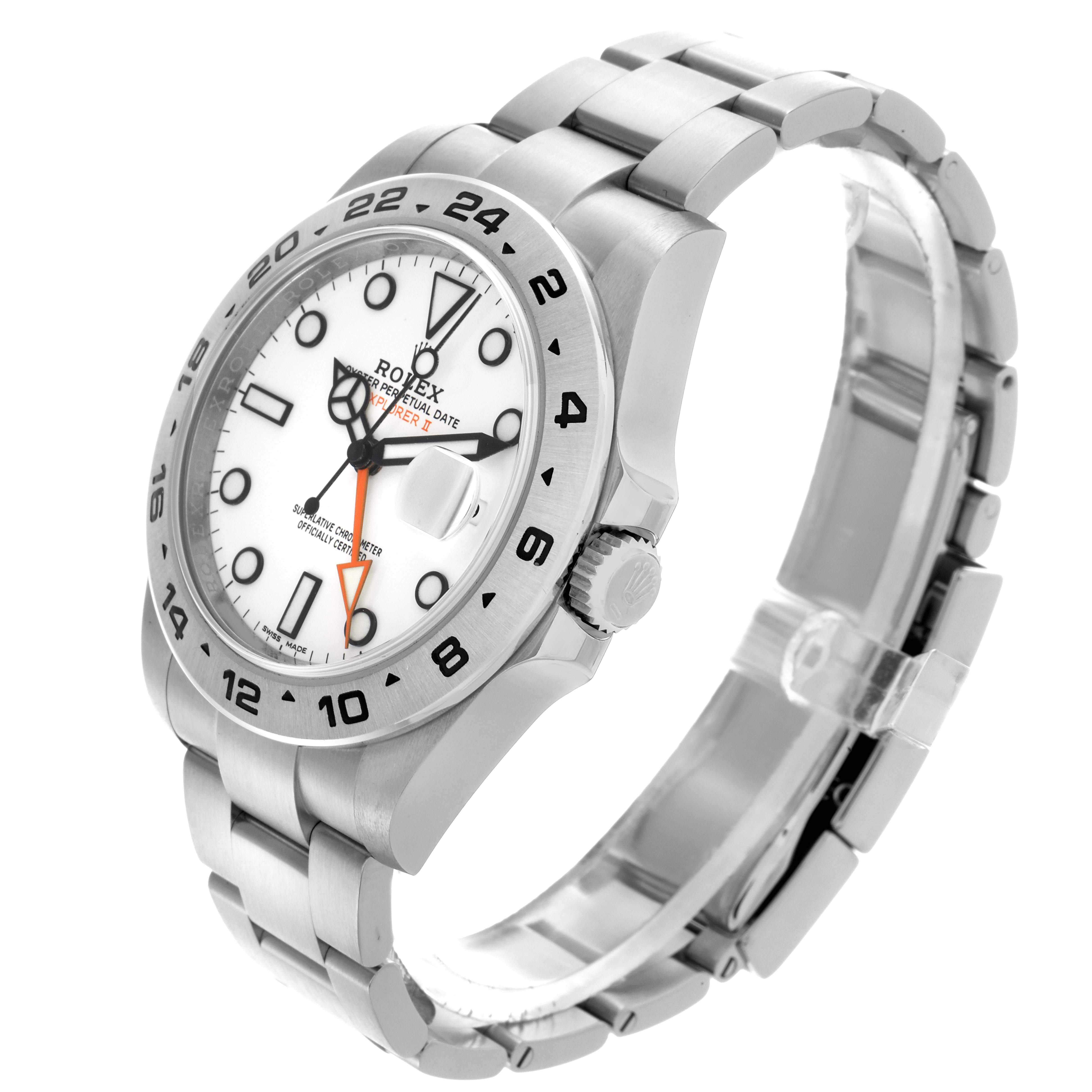 The image shows a side angle of a Rolex Explorer 216570 Men
s Stainless Steel White Dial 216570 Men
s Stainless Steel White Dial watch, displaying the face, bezel, crown, and part of the bracelet.