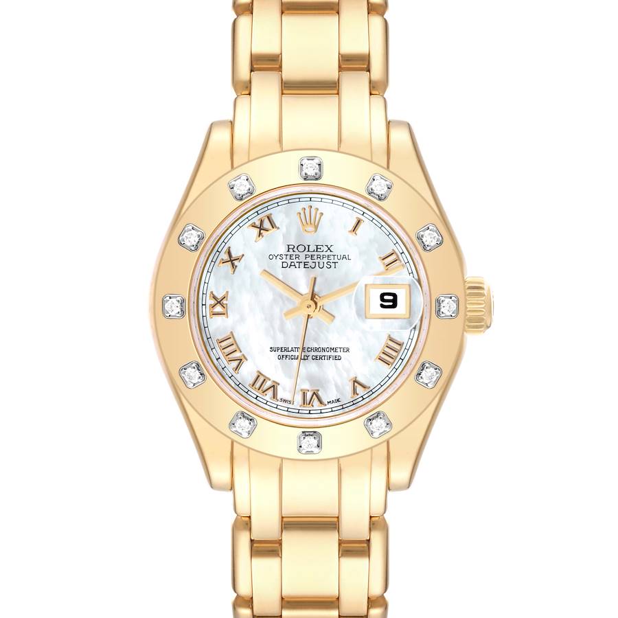 Rolex Pearlmaster Yellow Gold White Dial Diamond Ladies Watch 80318 SwissWatchExpo