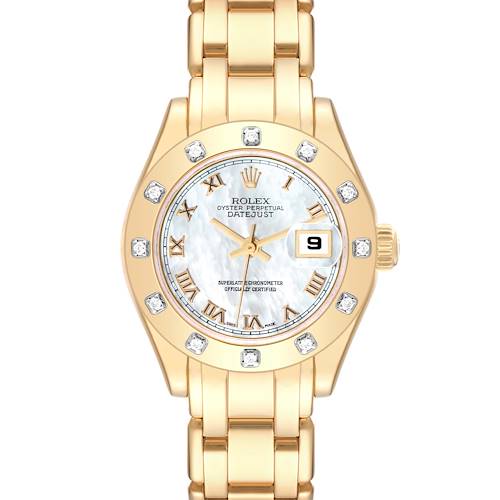 Photo of Rolex Pearlmaster Yellow Gold White Dial Diamond Ladies Watch 80318