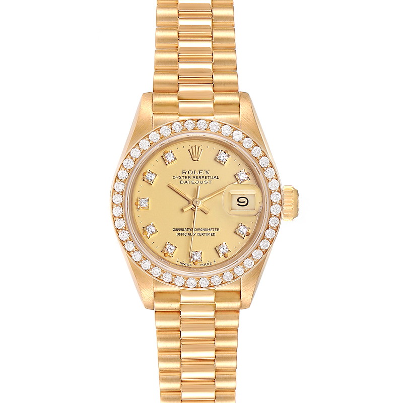 Rolex President Datejust 26mm Yellow Gold Diamond Ladies Watch 69138  SwissWatchExpo