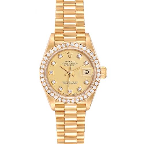 Photo of Rolex President Datejust 26mm Yellow Gold Diamond Ladies Watch 69138 