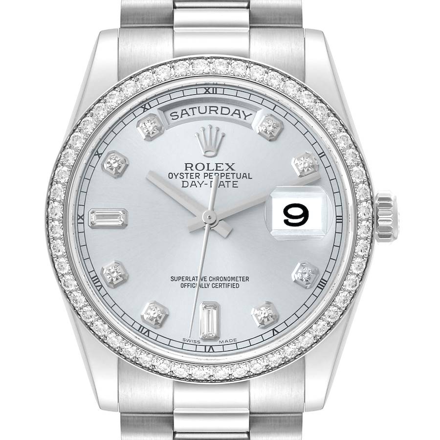 Rolex President Day-Date Platinum Diamond Mens Watch 118346 SwissWatchExpo