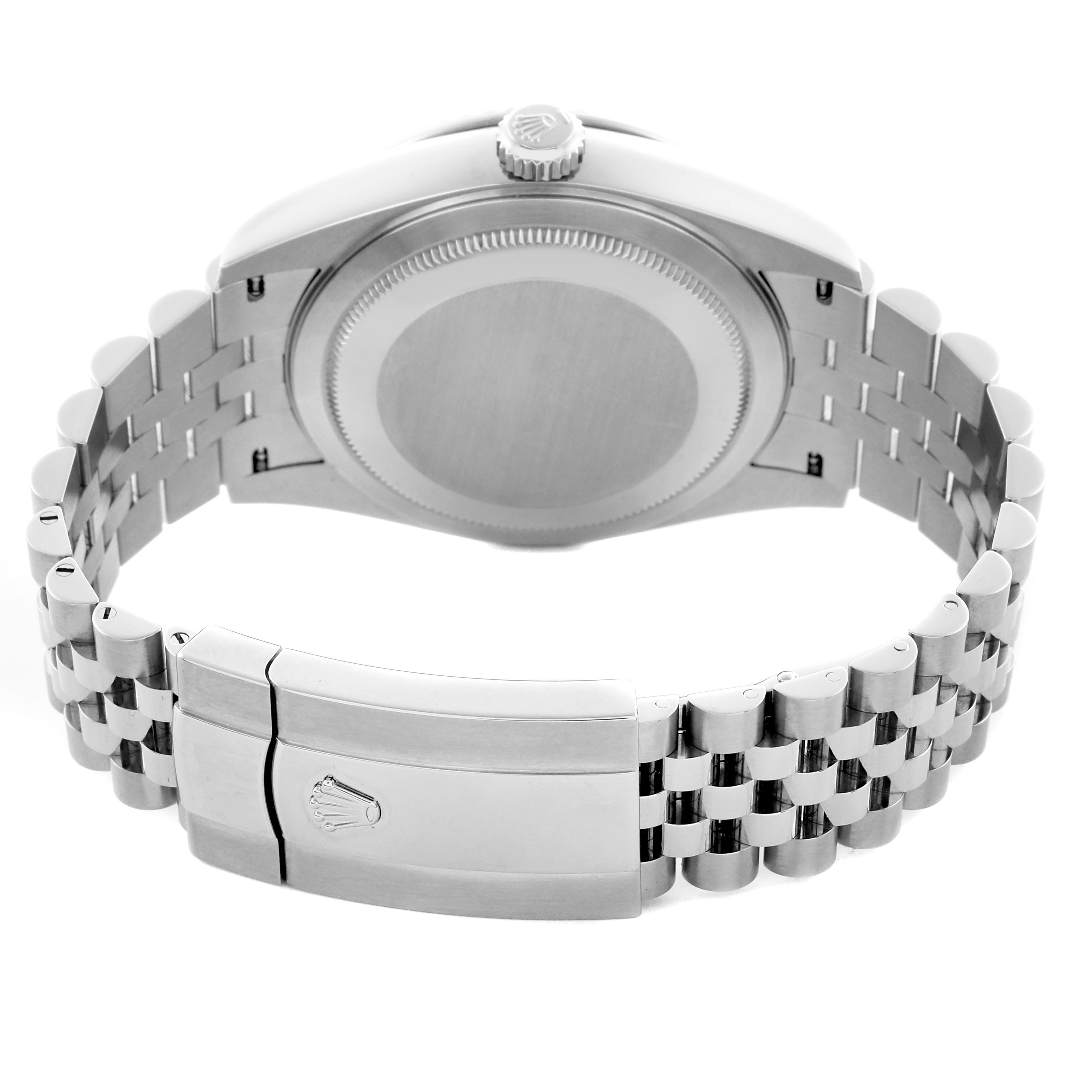 The image shows the back of a Rolex Sky-Dweller 336934 Men's Stainless Steel Green Dial watch, highlighting the clasp and bracelet.