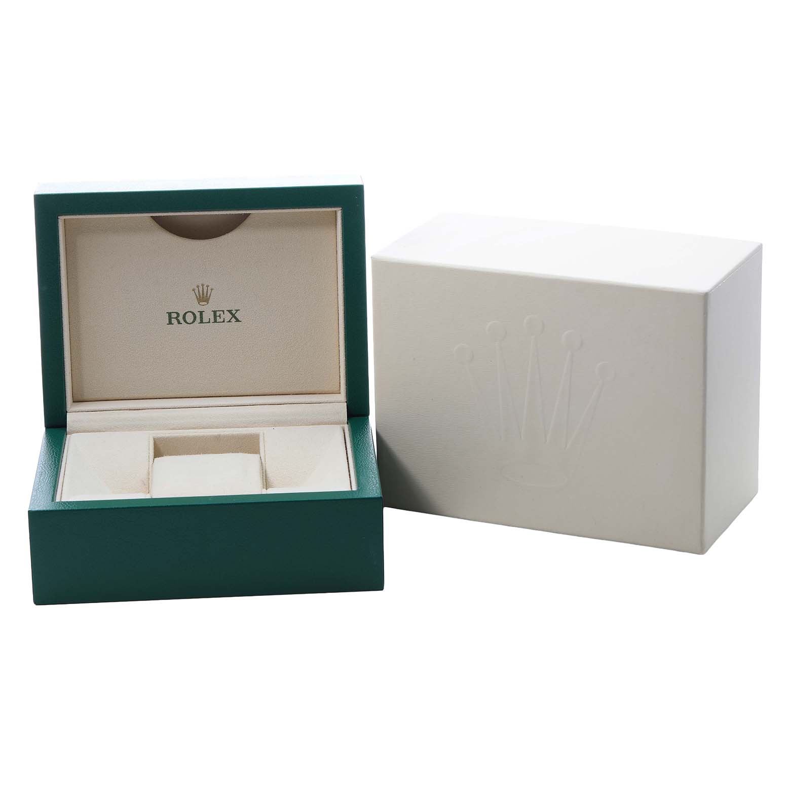 The image shows an open Rolex Submariner 116610 Men's Stainless Steel Black Dial watch box with an outer protective case beside it.