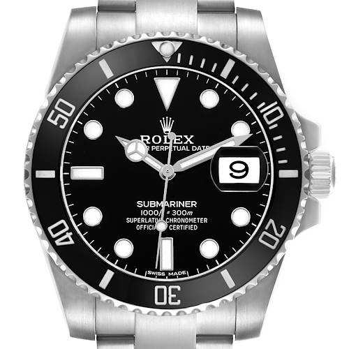 Photo of Rolex Submariner Date Steel Ceramic Bezel Black Dial Mens Watch 116610 Card