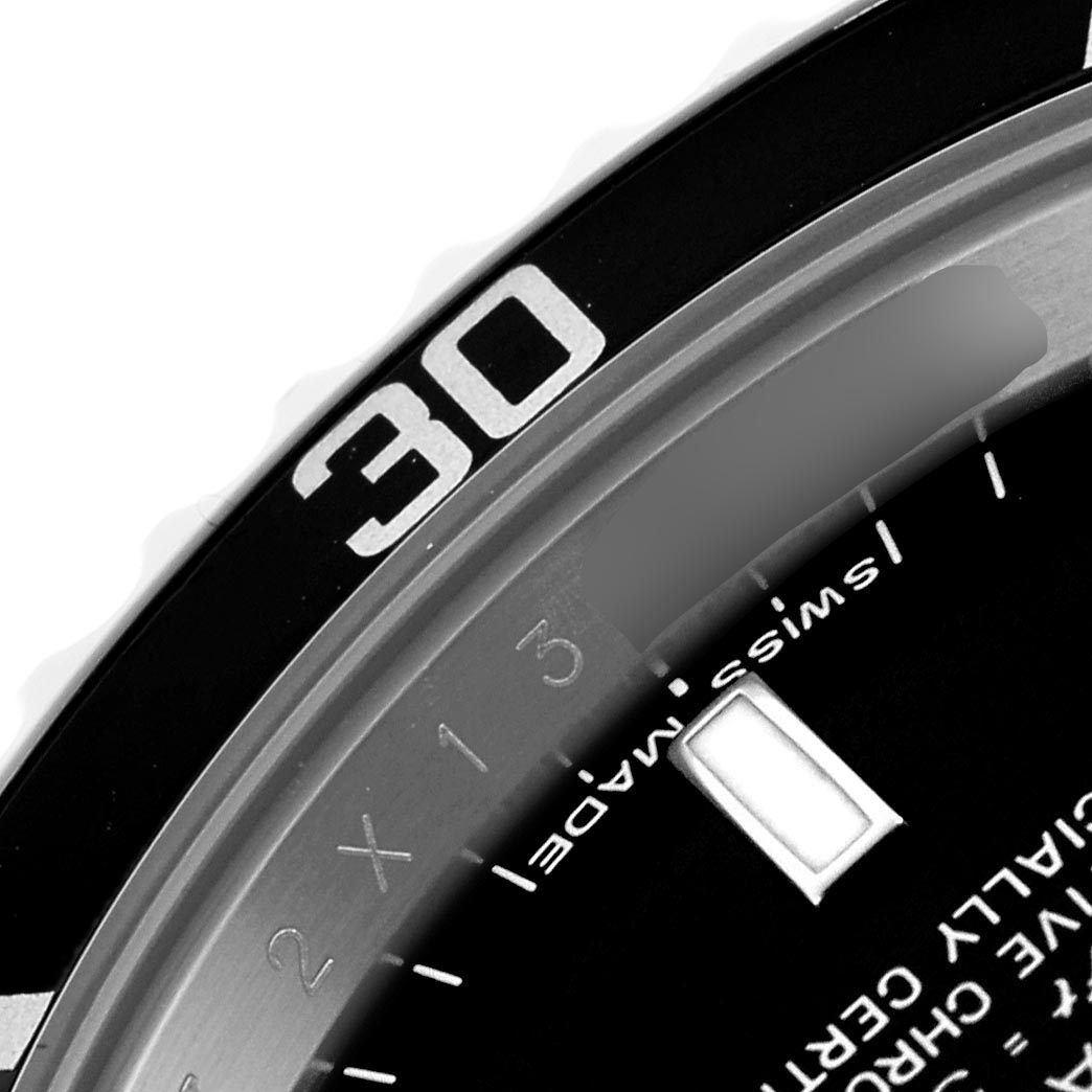 The image shows a close-up of the Rolex Submariner 14060M Men
s Stainless Steel Black Dial 14060M Men
s Stainless Steel Black Dial
s bezel and part of the dial, highlighting the "30" mark.