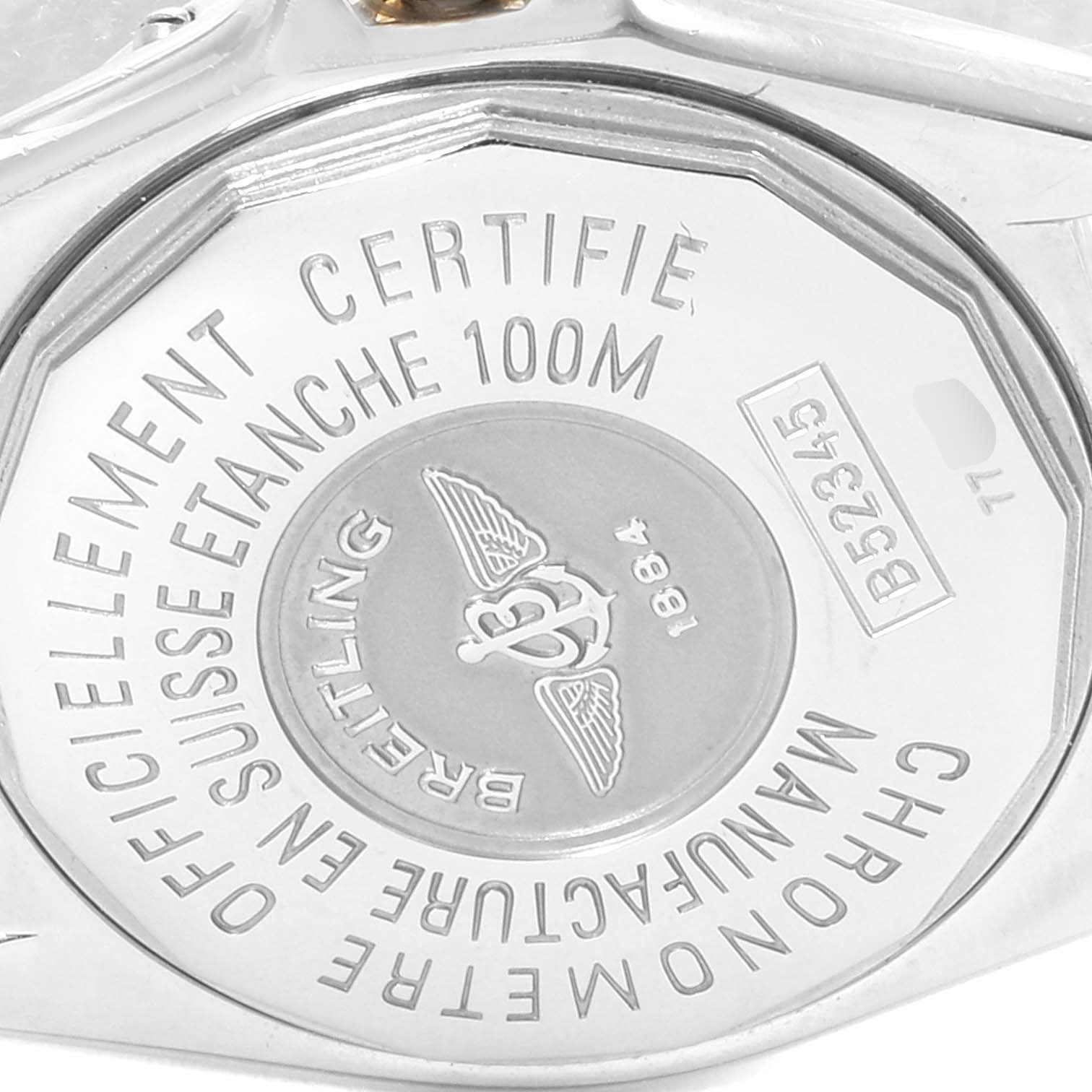 The image shows the back case of the Breitling B52345 Women's Stainless Steel Pink Dial B52345 Women's Stainless Steel Pink Dial Callistino Steel Yellow Gold Ladies Watch B52345 model.