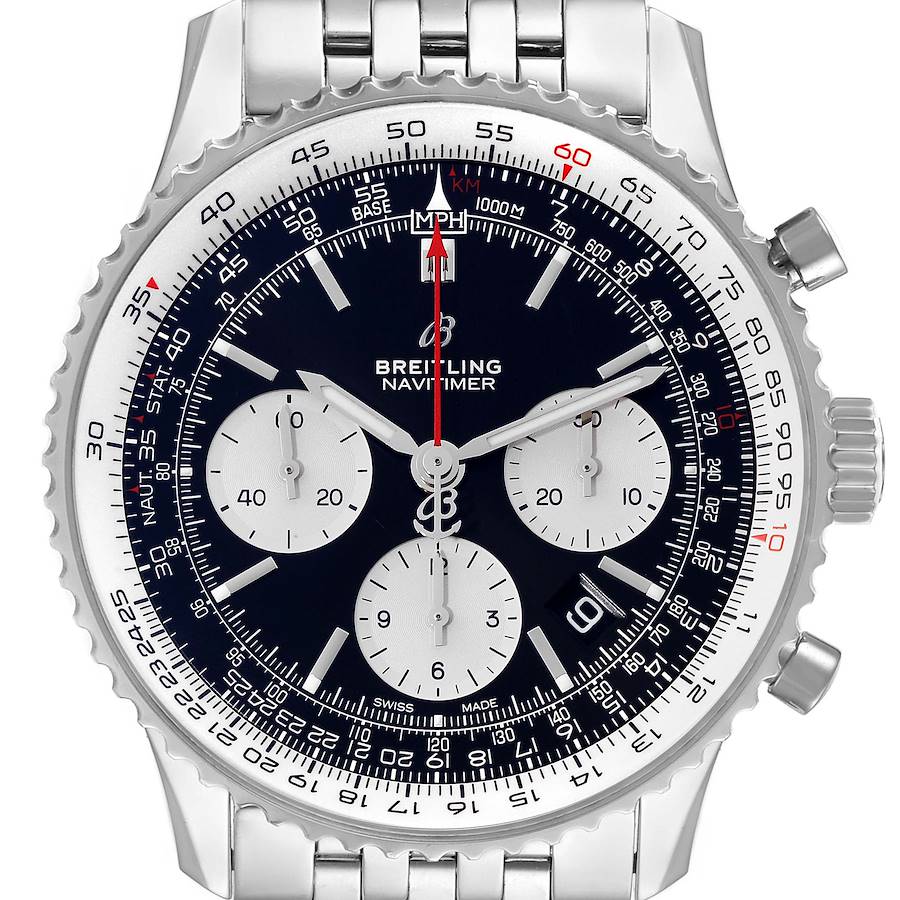 Breitling Navitimer 01 Black Dial Steel Mens Watch AB0121 Box Card SwissWatchExpo