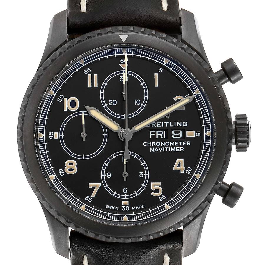 Breitling Navitimer Chronograph Black Steel Mens Watch A13314 Box Papers SwissWatchExpo