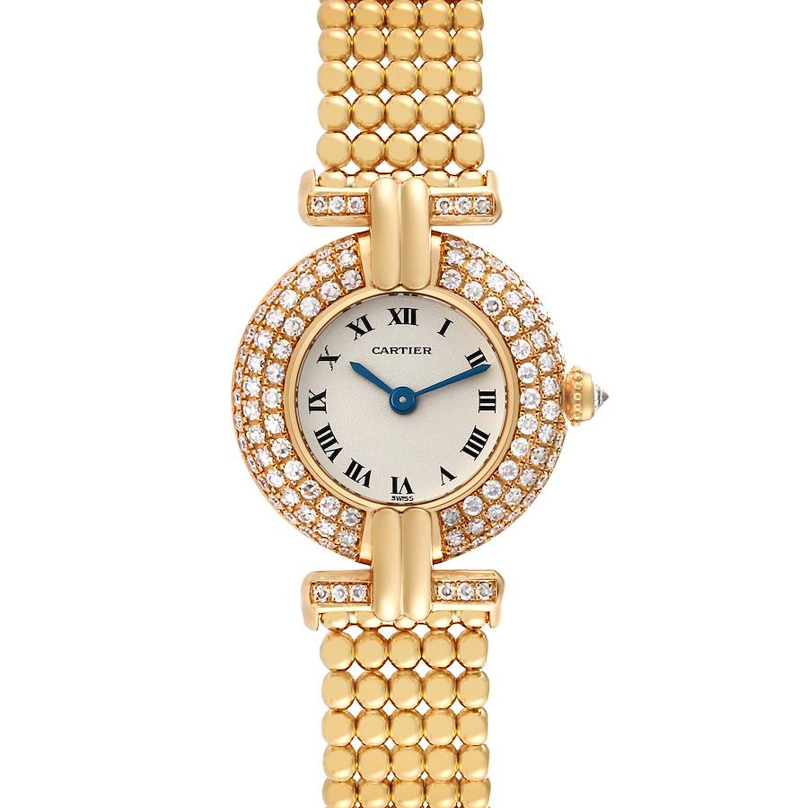 Cartier Colisee Yellow Gold Diamond Silver Dial Ladies Watch WB1018A8 SwissWatchExpo