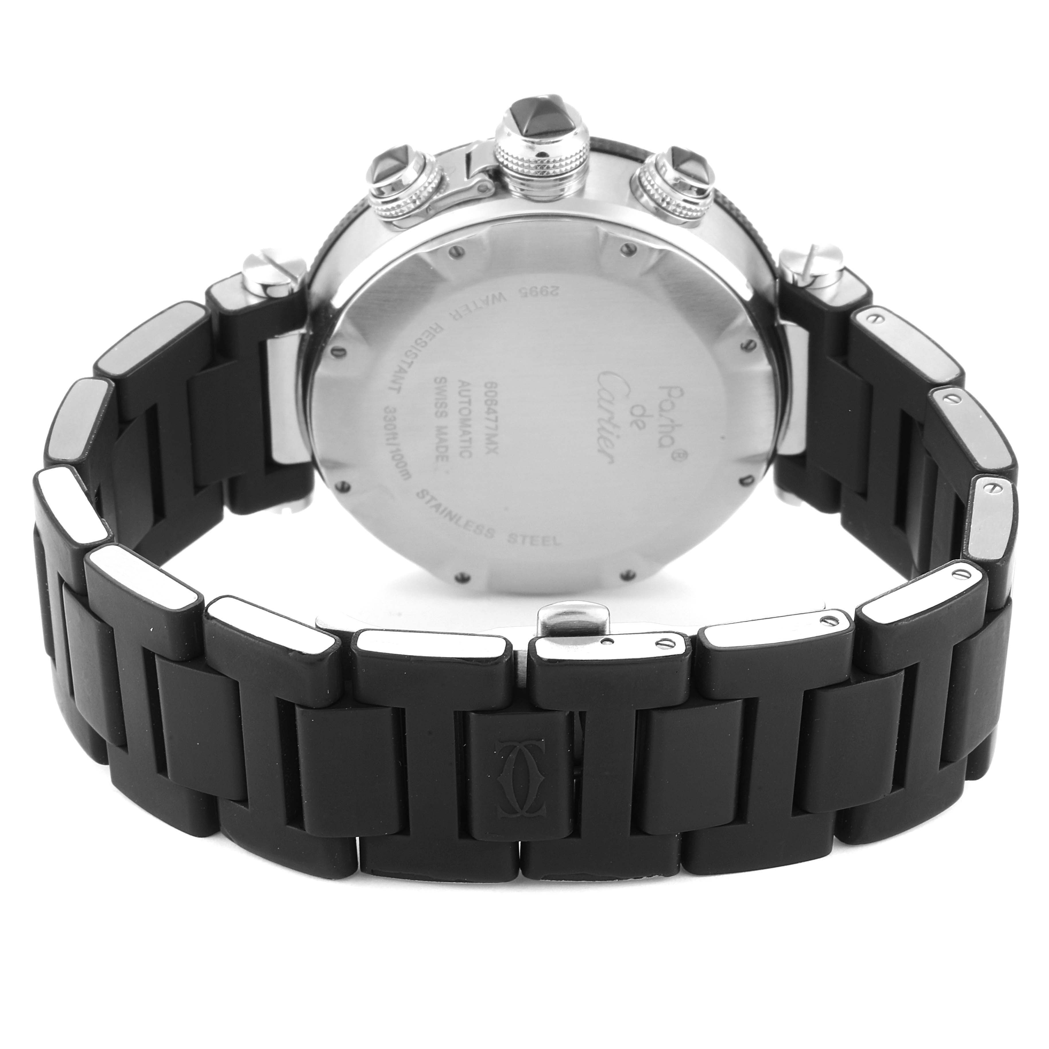Cartier Pasha Seatimer Chronograph Rubber Strap Watch W31088U2 Box ...