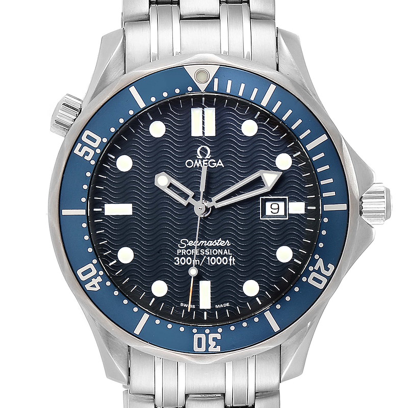 Omega Seamaster 41mm James Bond Blue Dial Steel Watch 2541.80.00 SwissWatchExpo