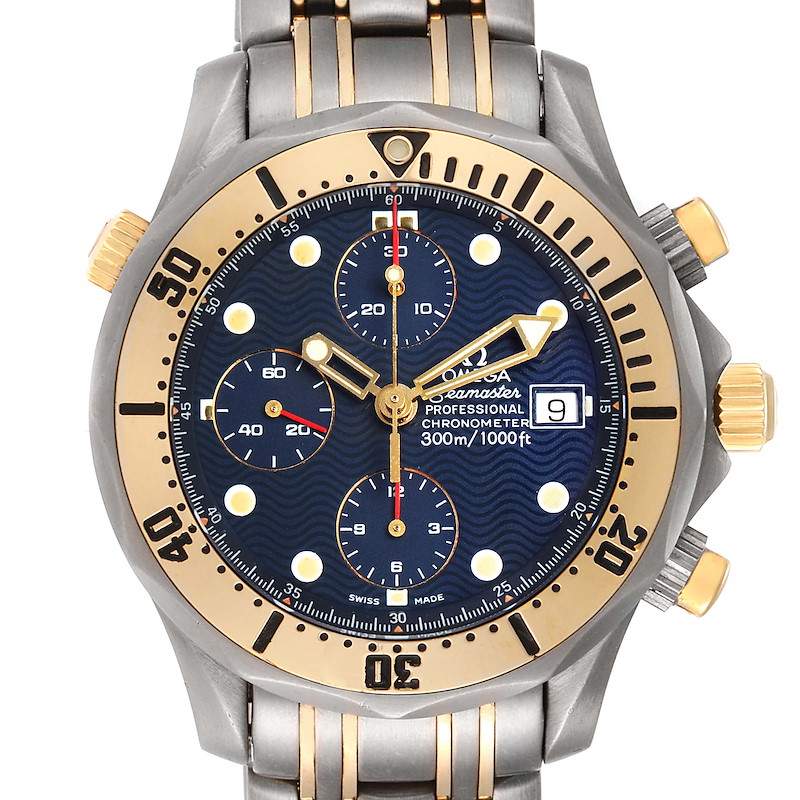 Omega Seamaster 41mm Titanium Yellow Gold Mens Watch 2297.80.00 SwissWatchExpo