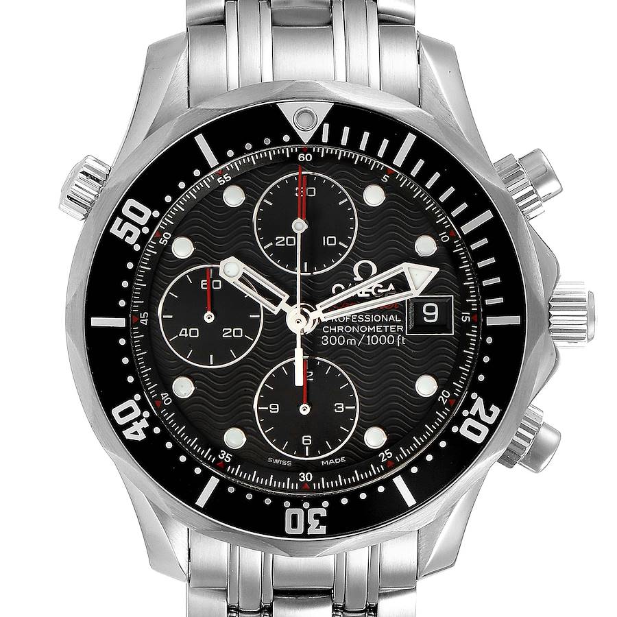 Omega Seamaster Chronograph Black Dial Watch 213.30.42.40.01.001 Box Card SwissWatchExpo