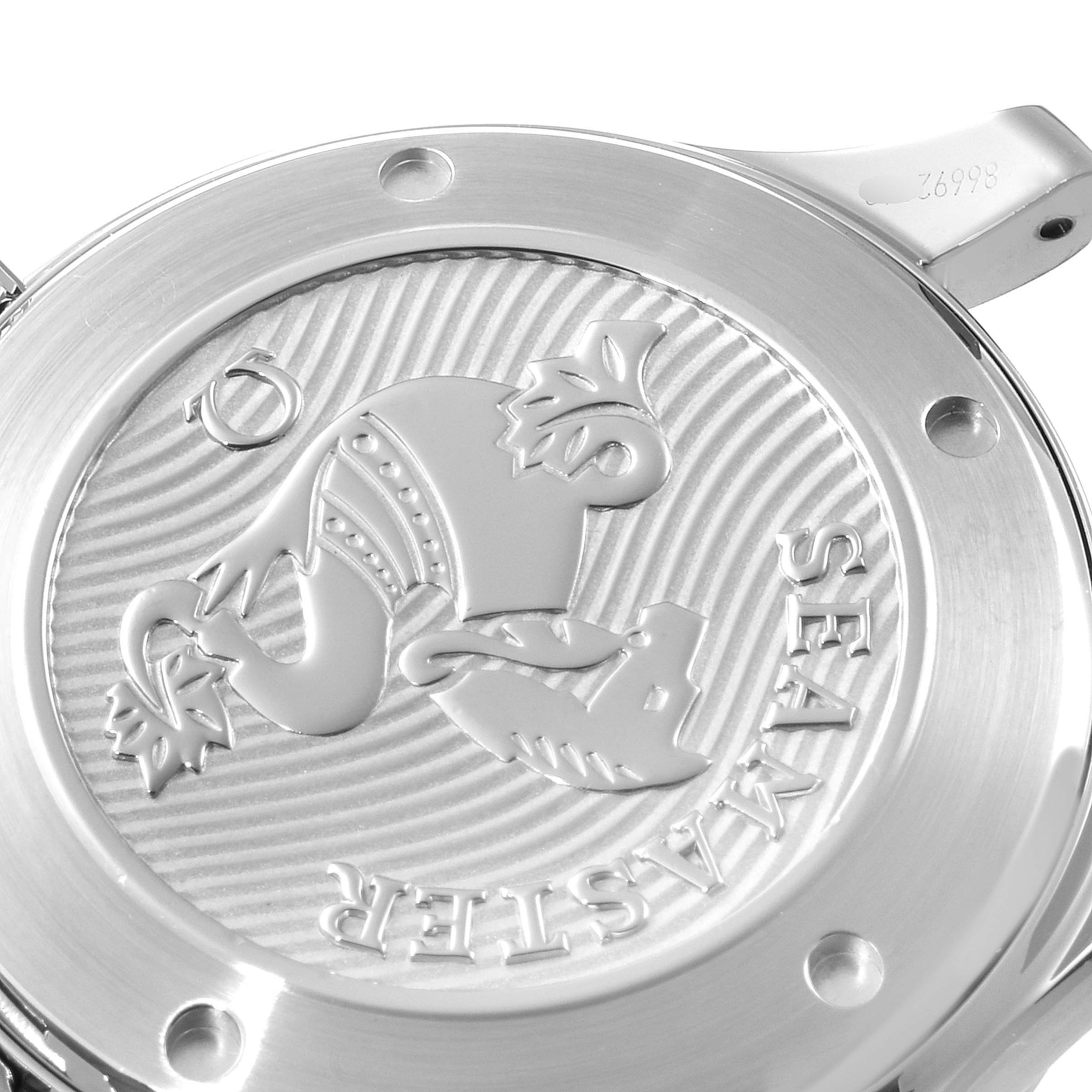 The image shows the case back of an Omega Seamaster 212.30.41.20.01.003 Men
s Stainless Steel Black Dial 212.30.41.20.01.003 Men
s Stainless Steel Black Dial watch, displaying a logo and the model name in a close-up view.