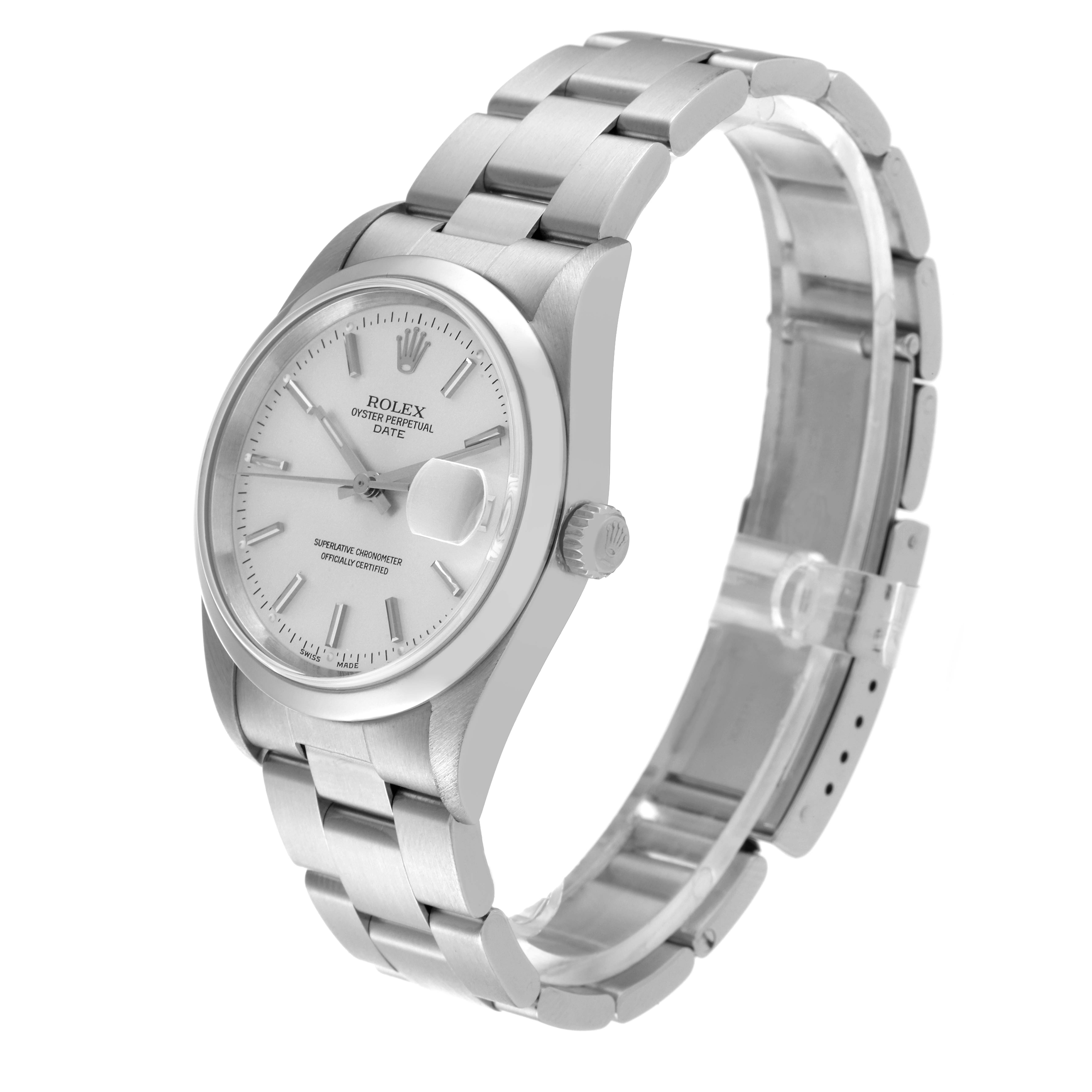 The image shows a Rolex Date 15200 Men's Stainless Steel Silver Dial 15200 Men's Stainless Steel Silver Dial watch model, angled to display its face, crown, and bracelet clearly.